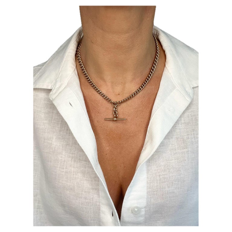 Antike edwardianische Albert-Kette aus Karat Roségold im Angebot - Main Image