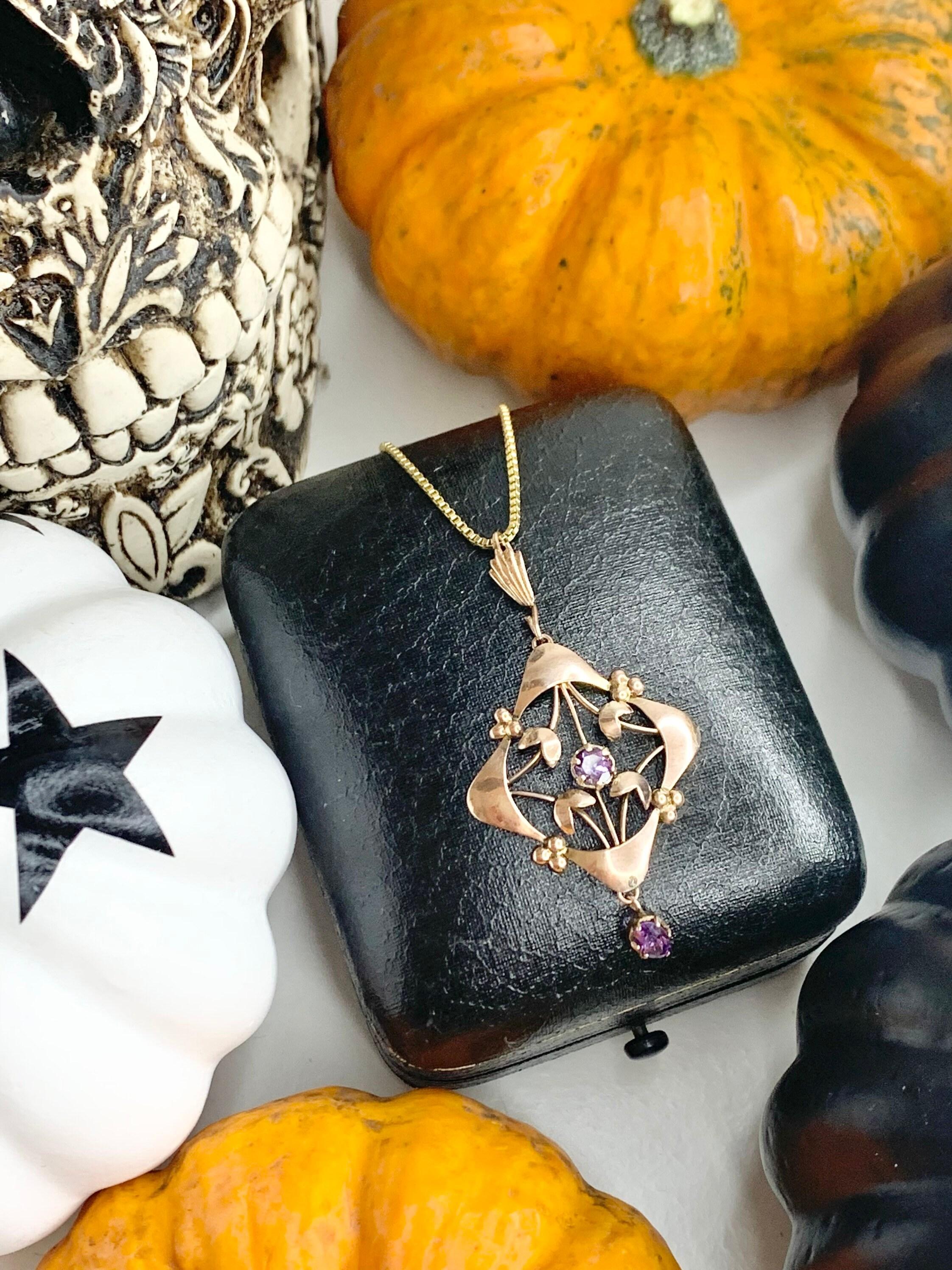 Antico ciondolo a goccia in oro rosa 9ct Edwardian Amethyst in vendita 2