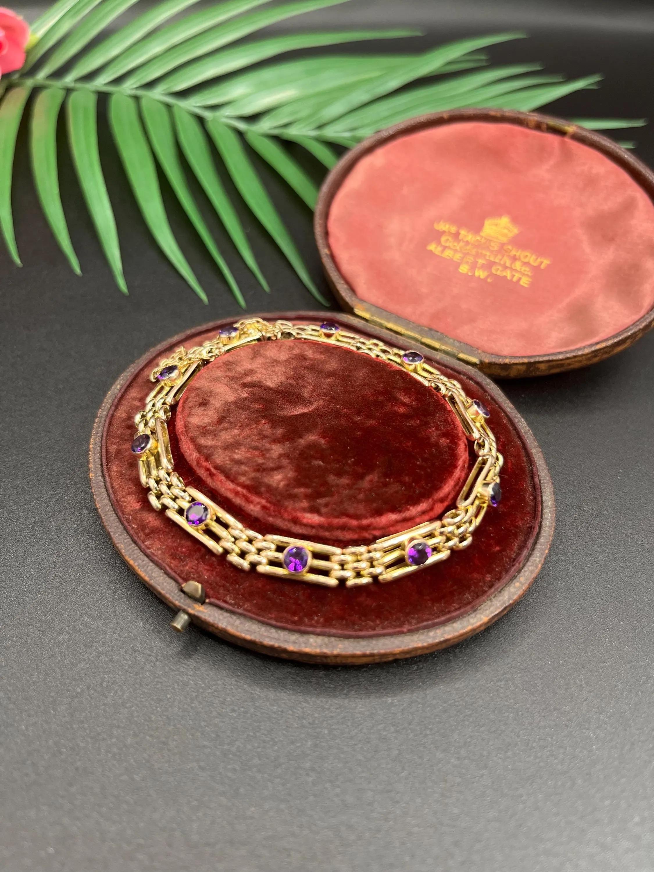 Bracelet ancien en or rose 9ct et améthyste de style édouardien en vente 5