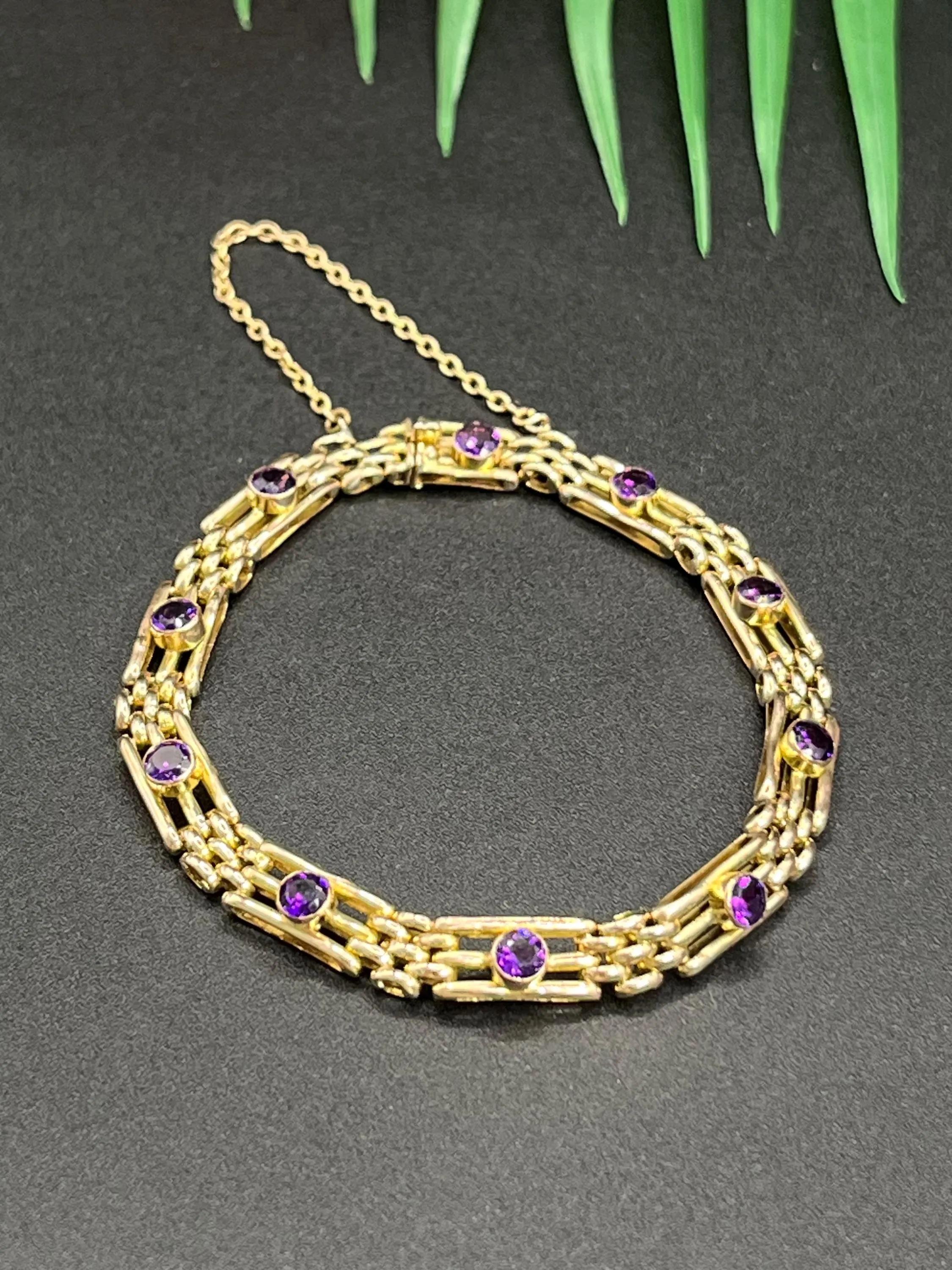 Édouardien Bracelet ancien en or rose 9ct et améthyste de style édouardien en vente