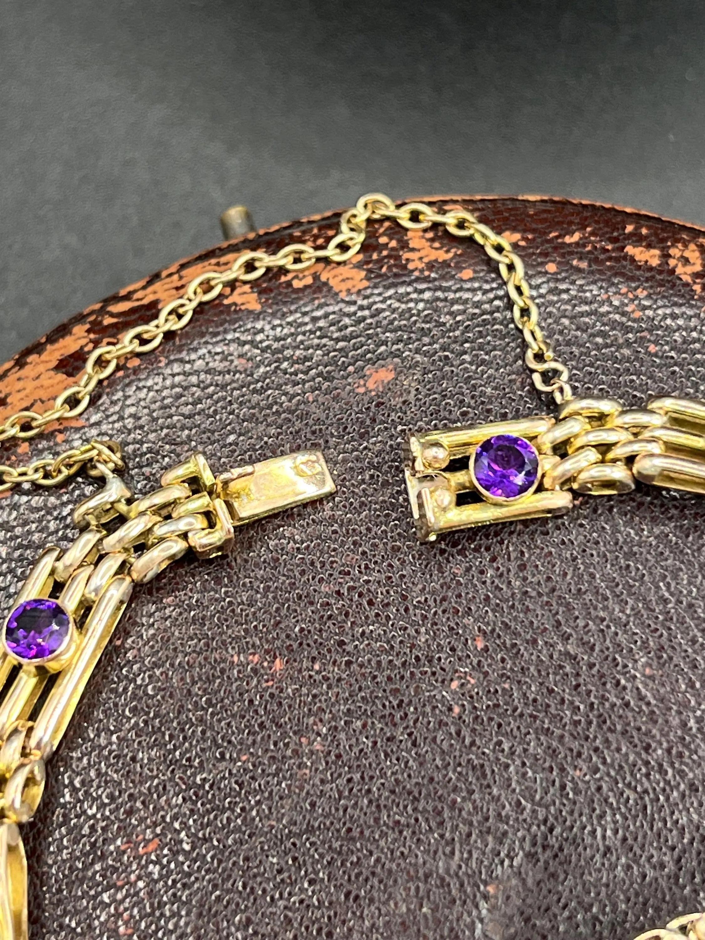 Bracelet ancien en or rose 9ct et améthyste de style édouardien en vente 2