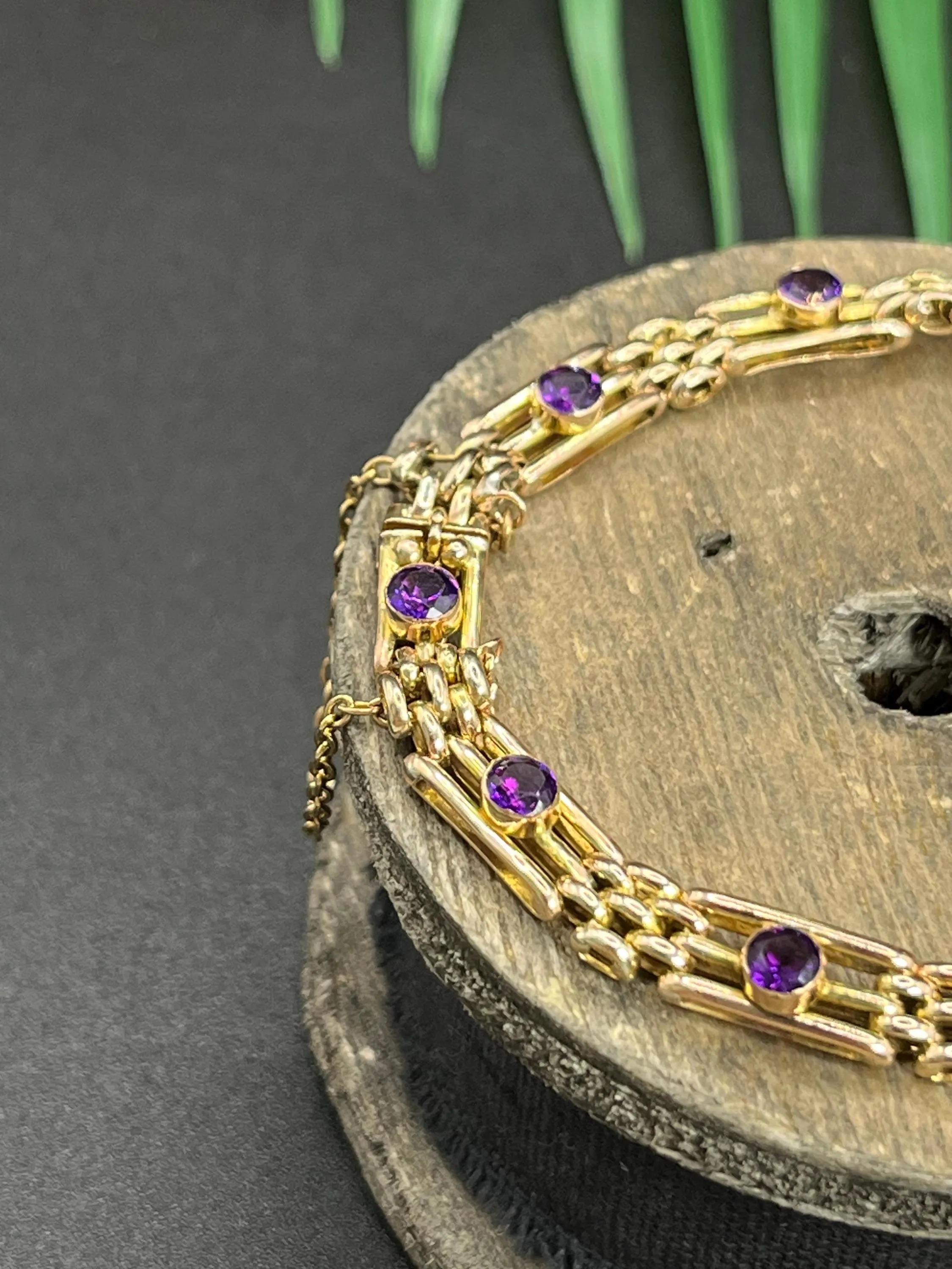 Bracelet ancien en or rose 9ct et améthyste de style édouardien en vente 3