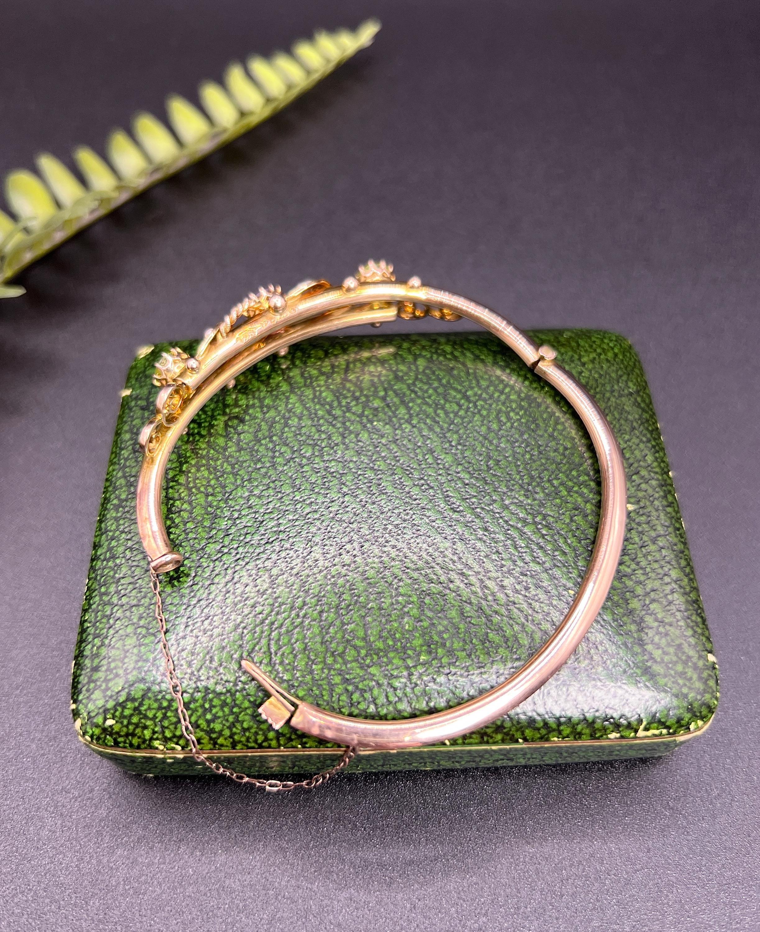 Bracciale antico in oro rosa 9ct, ametista, peridoto e perle di Edwardian Suffragette 4
