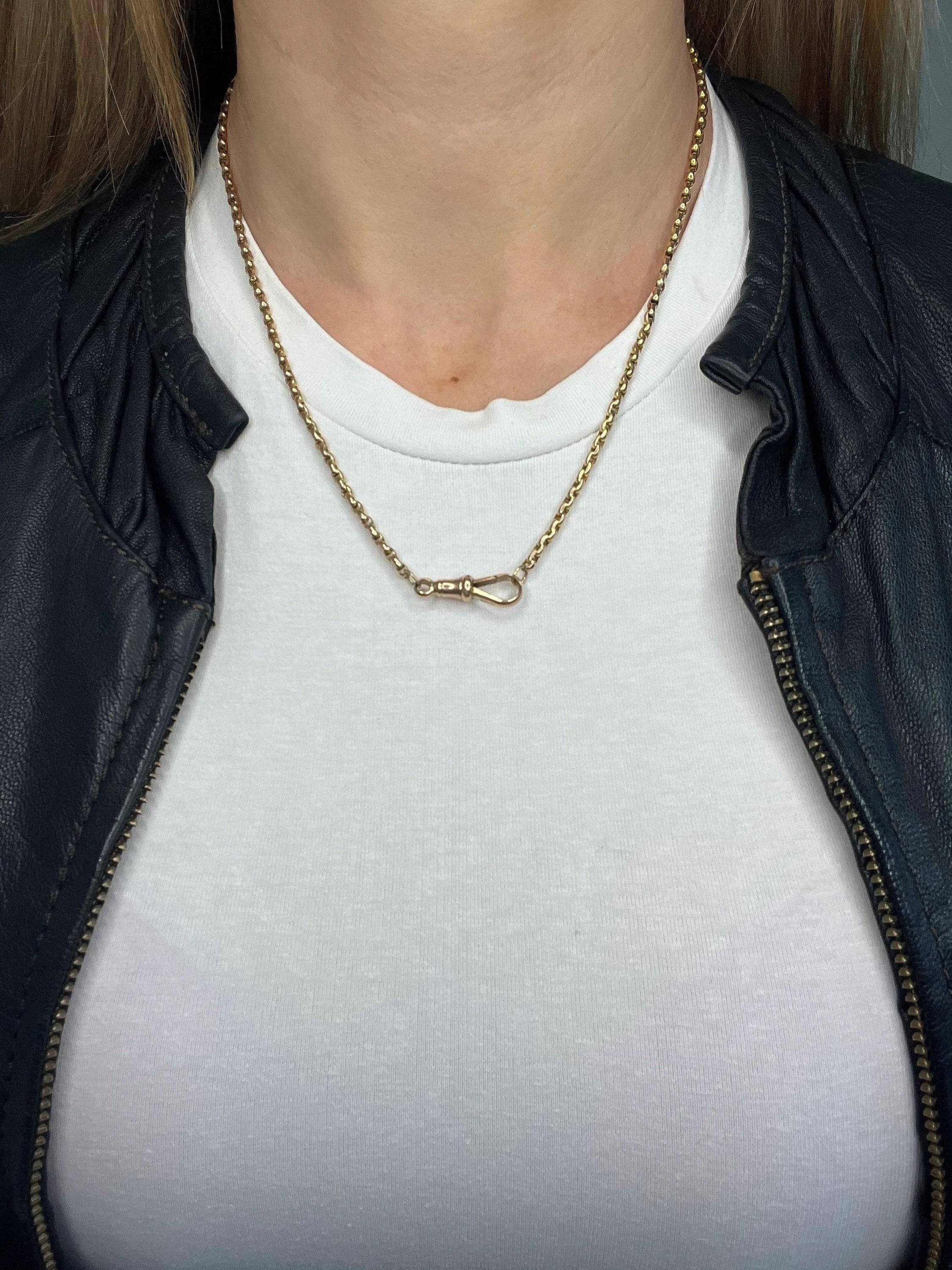 Antique 9ct Rose Gold Edwardian Belcher Link Chain For Sale at 1stDibs