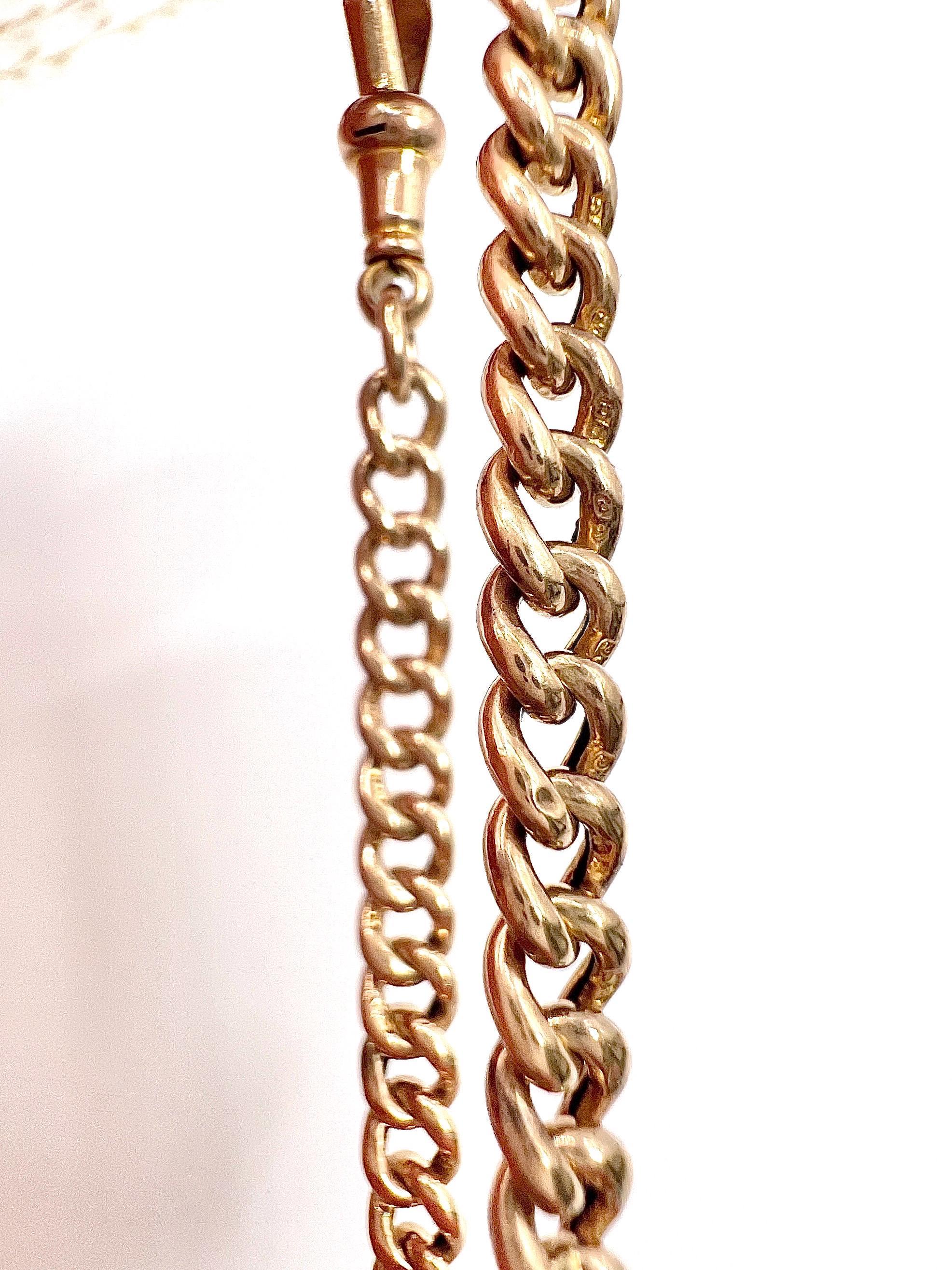 Antique 9ct Rose Gold, Edwardian Curb Link Bracelet with Swivel Clip Fastening 1
