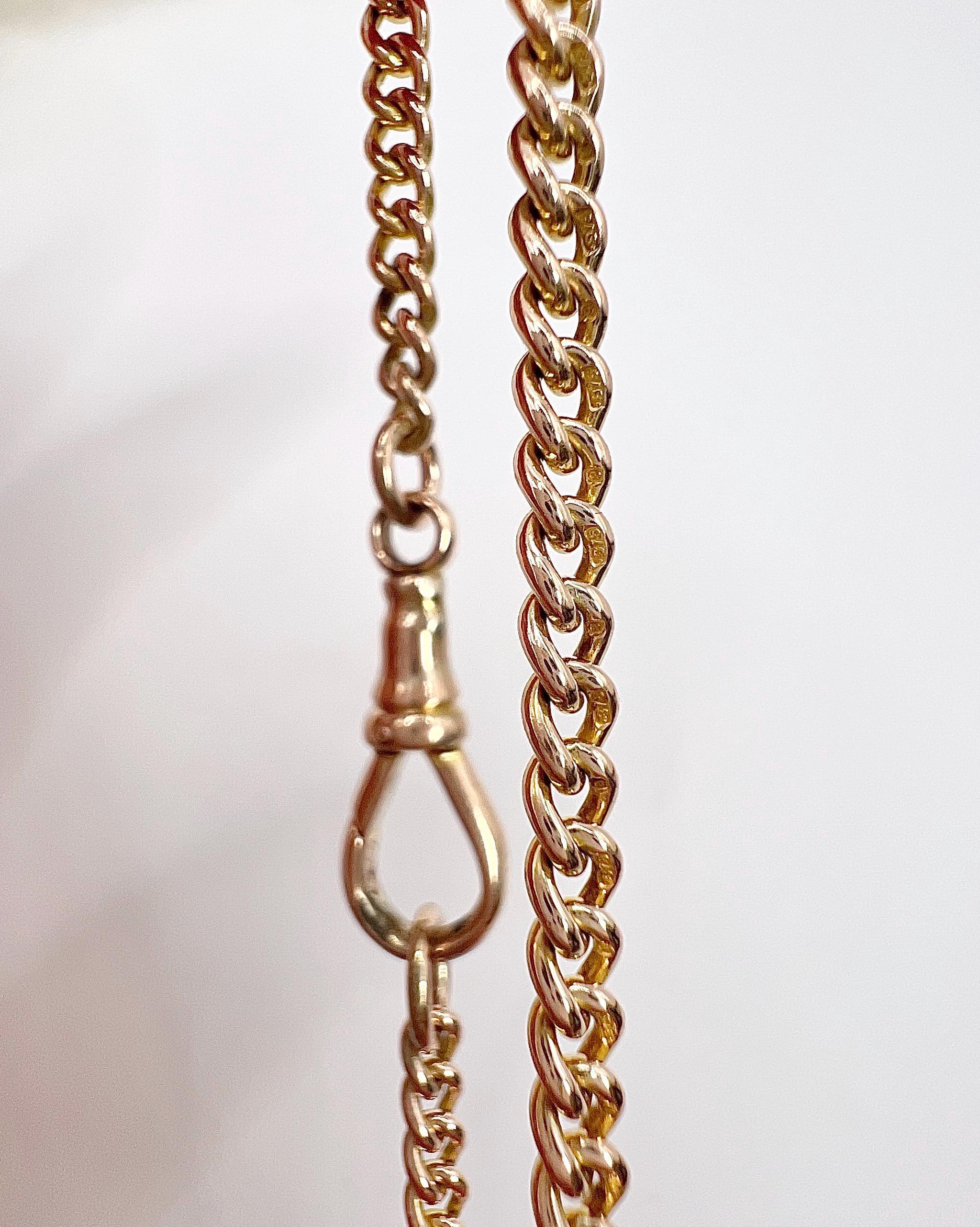 da uomo o donna Bracciale antico in oro rosa 9ct, Curb Link edoardiano con chiusura a clip girevole in vendita