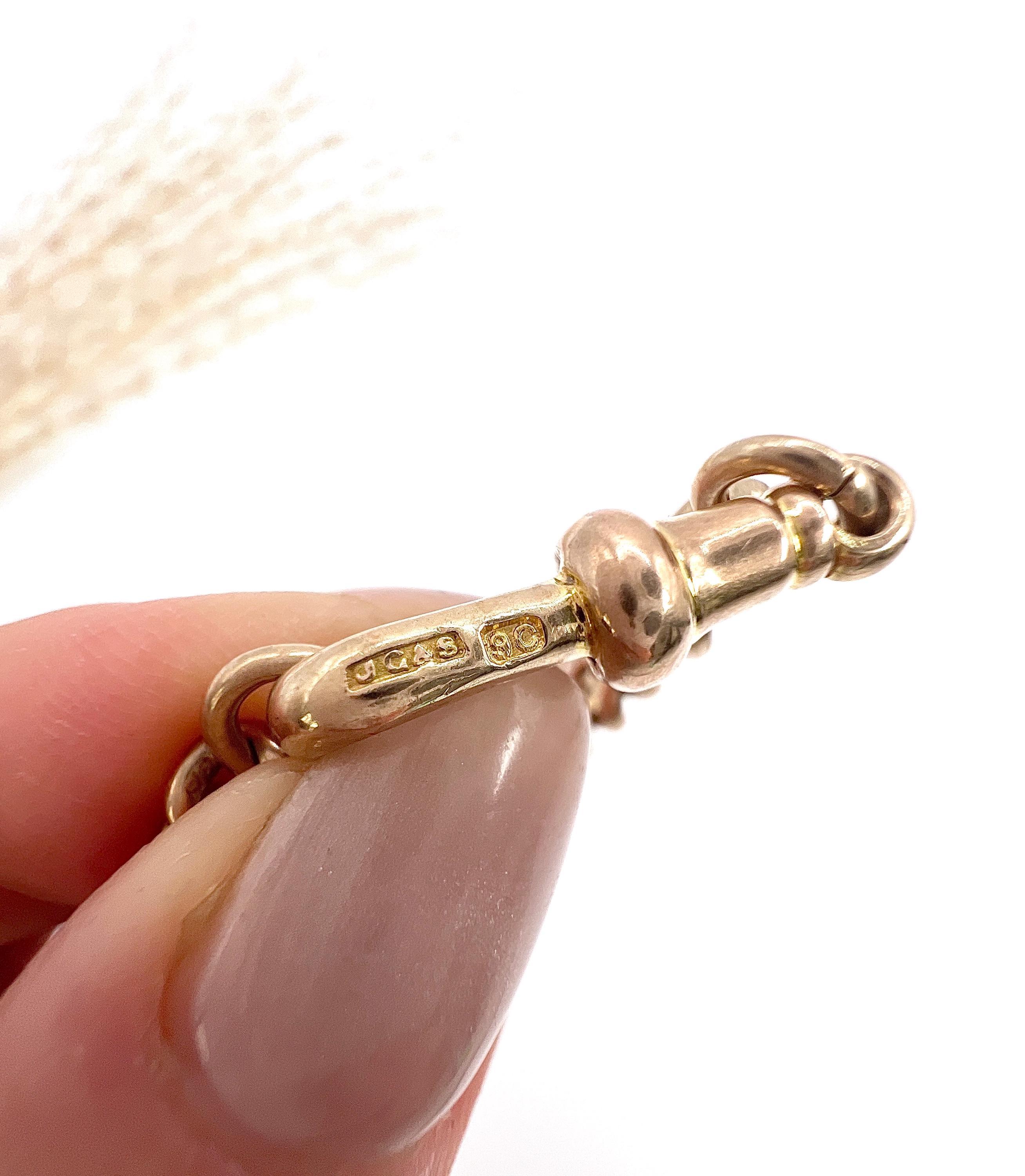Antique 9ct Rose Gold, Edwardian Curb Link Bracelet with Swivel Clip Fastening 3