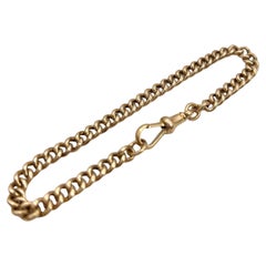 Antique 9ct Rose Gold, Edwardian Curb Link Bracelet with Swivel Clip Fastening