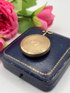 Médaillon rond ancien en or rose 9 carats, de style édouardien, gravé, vers 1910