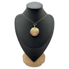 Médaillon rond ancien en or rose 9 carats, de style édouardien, gravé, vers 1910