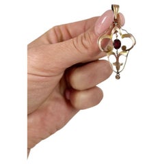 Antique 9ct Rose Gold, Edwardian Faceted Garnet Pendant with a Gold Teardrop