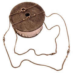 Antique 9ct Rose Gold Edwardian Fancy Knot & Ball, Long Curb Link Chain (chaîne à maillons)