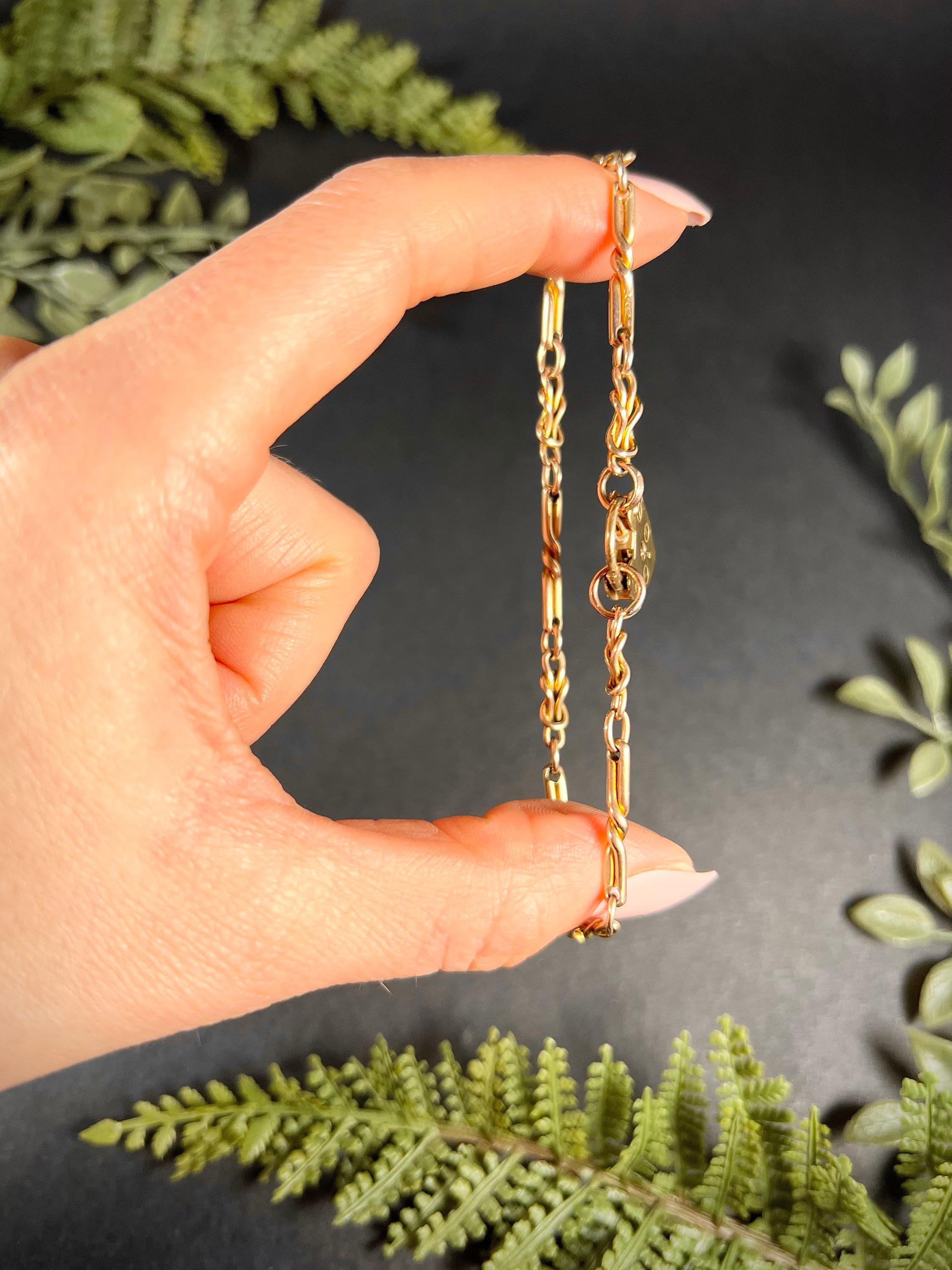 Antique 9ct Rose Gold Edwardian Fancy Knot Link Heart Padlock Bracelet For Sale 6