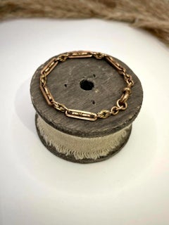 Antique 9ct Rose Gold, Edwardian Fancy Link Bracelet with Dog Clip Clasp