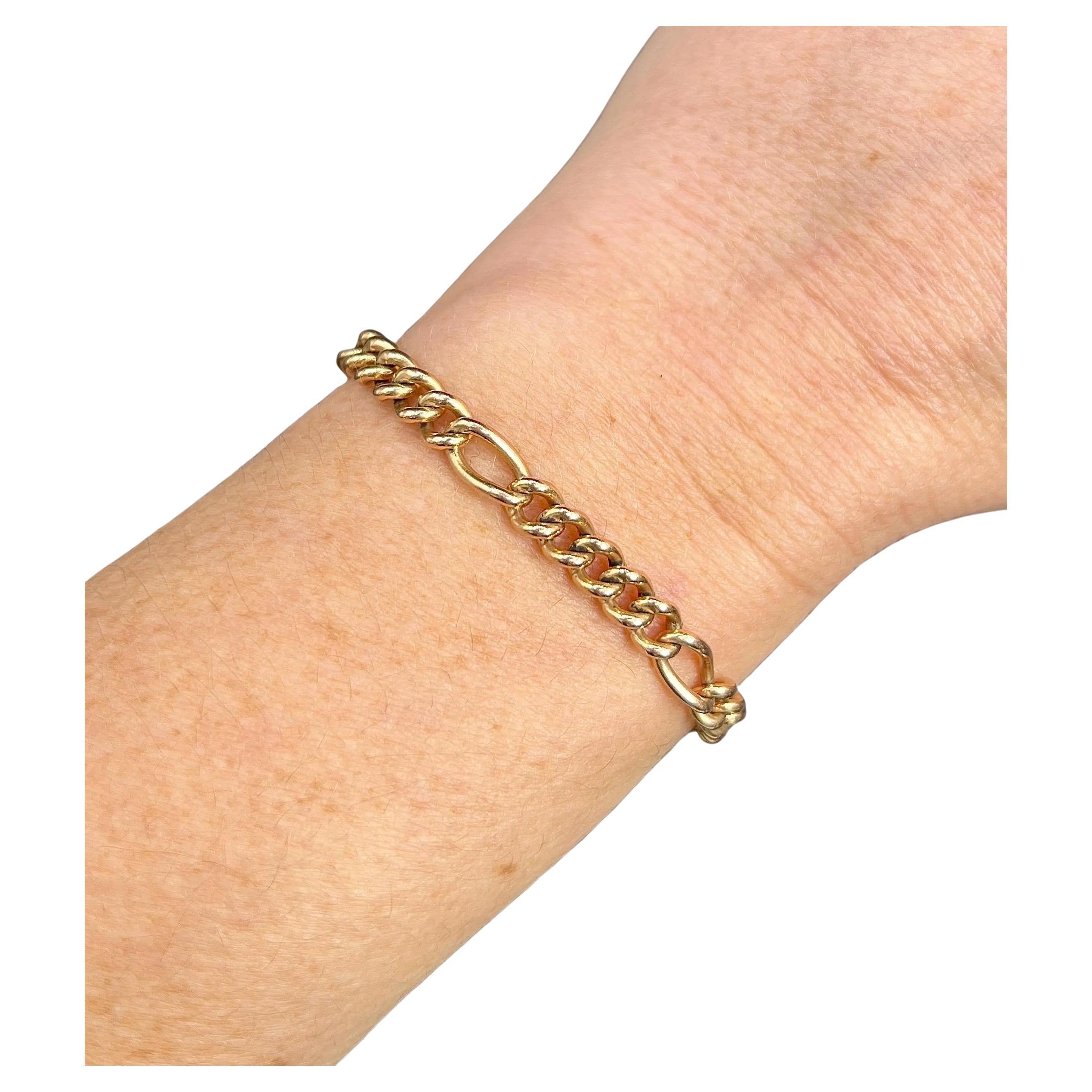 Antique 9ct Rose Gold, Edwardian Figaro Link Bracelet with Swivel Clasp