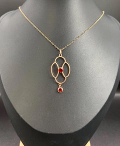 Antique 9ct Rose Gold, Edwardian Garnet Drop Pendant