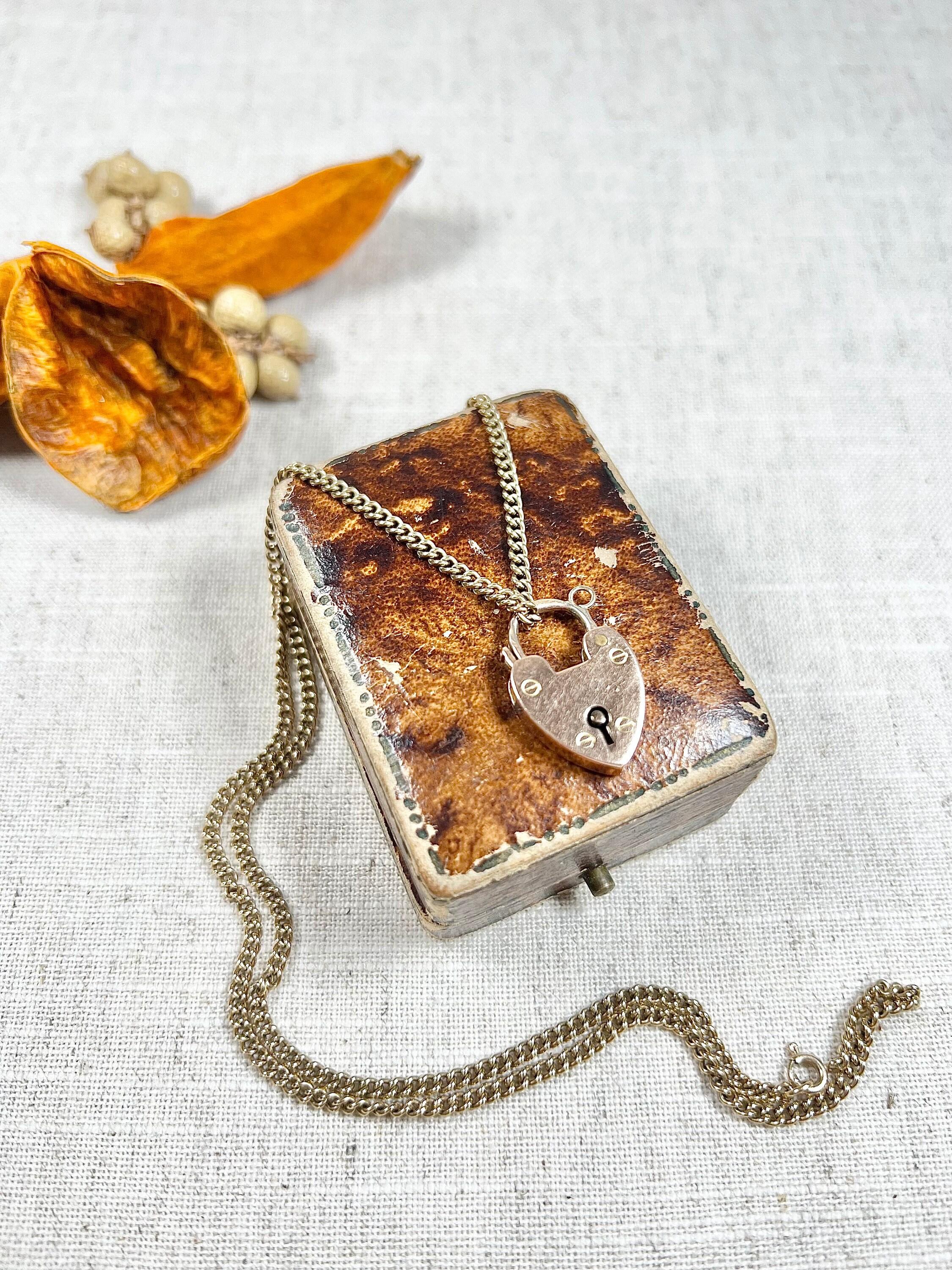 Antique 9ct Rose Gold Edwardian Heart Padlock Pendant / Clasp 6