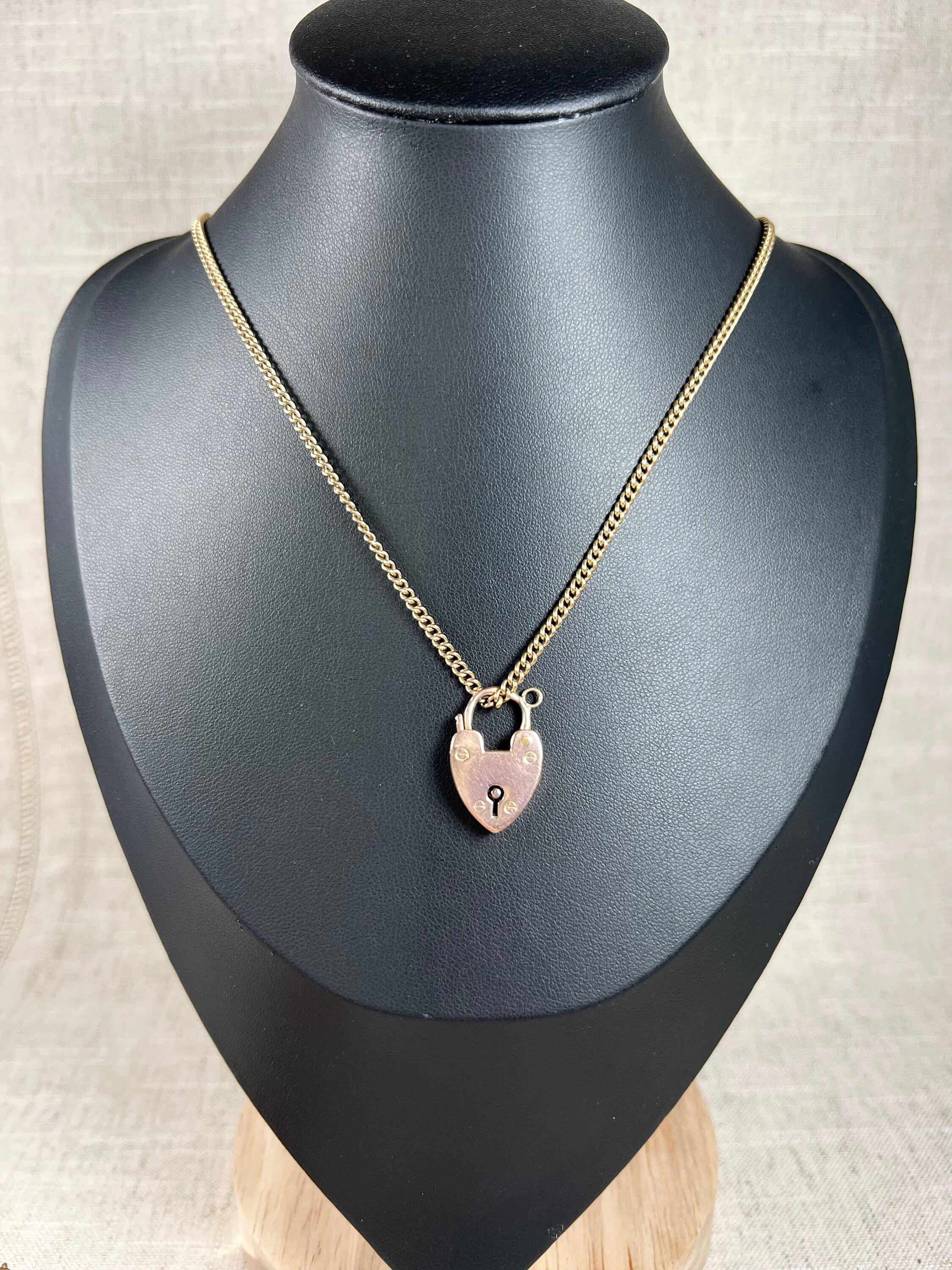 Antique 9ct Rose Gold Edwardian Heart Padlock Pendant / Clasp 2