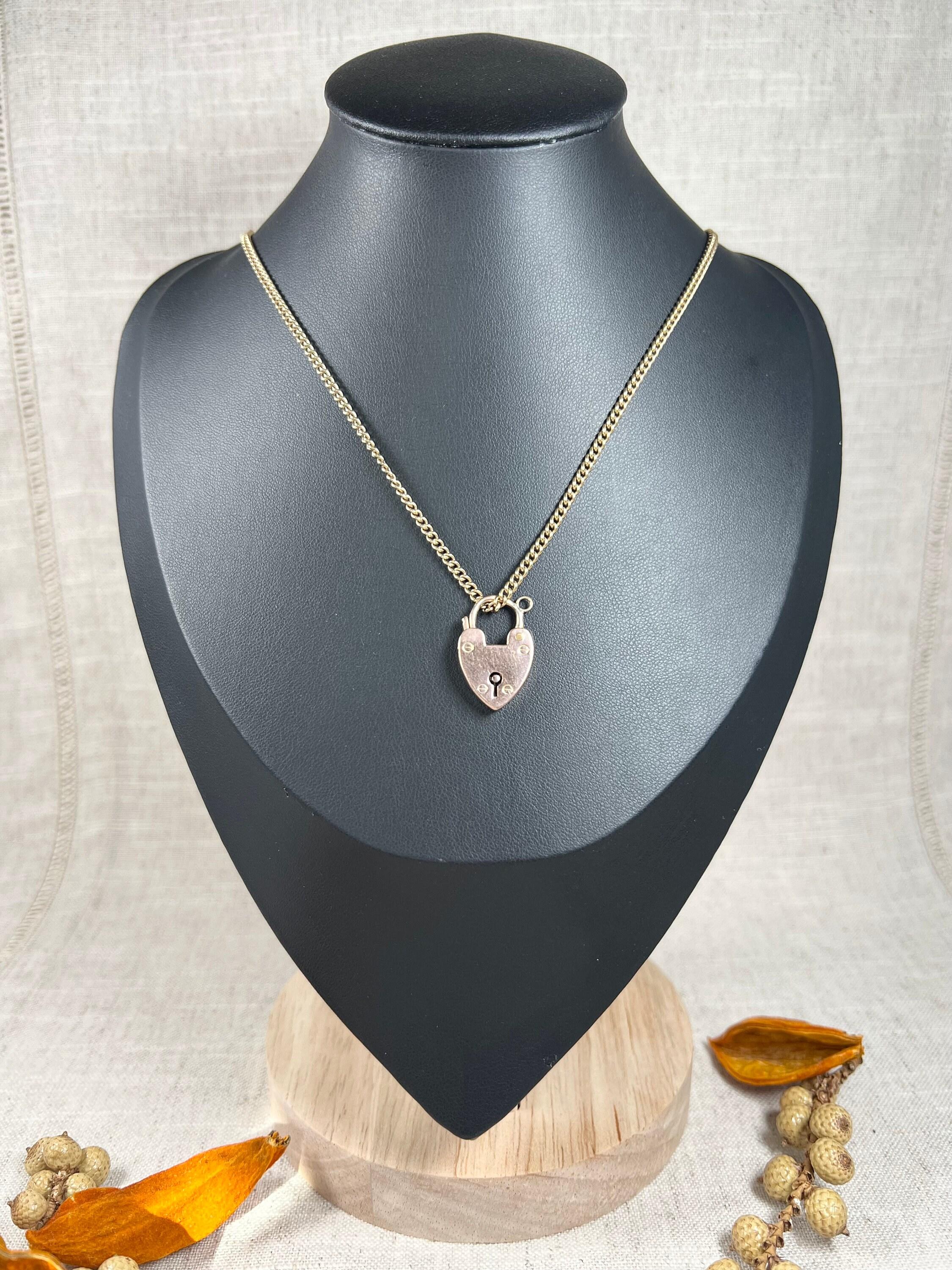 Antique 9ct Rose Gold Edwardian Heart Padlock Pendant / Clasp 3