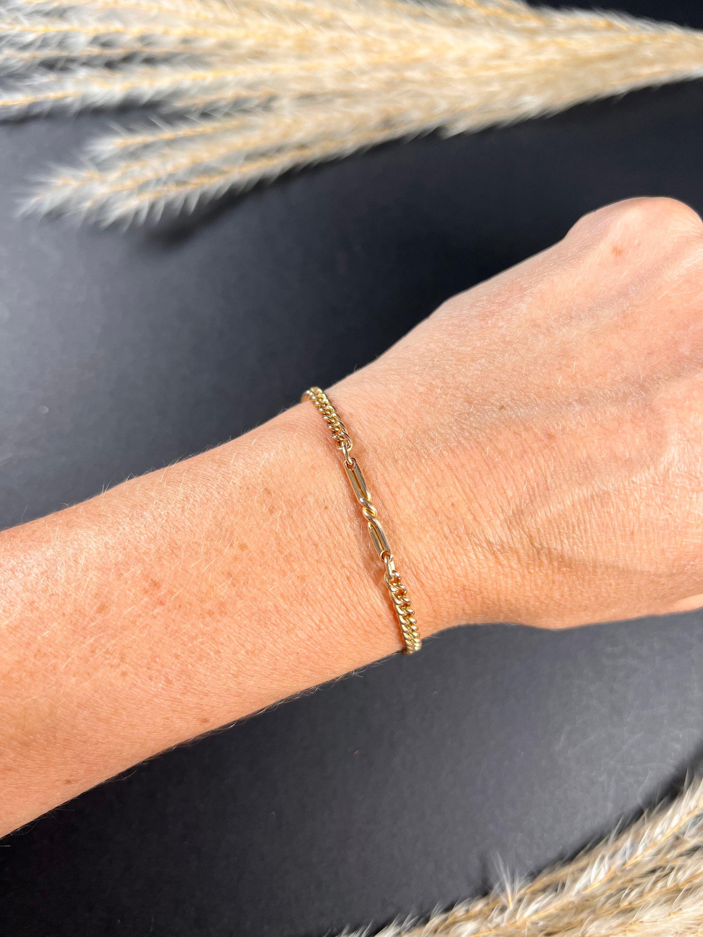 Antikes edwardianisches Gliederarmband aus 9 Karat Roségold mit Knotenkurbeln im Zustand „Gut“ in Brighton, GB