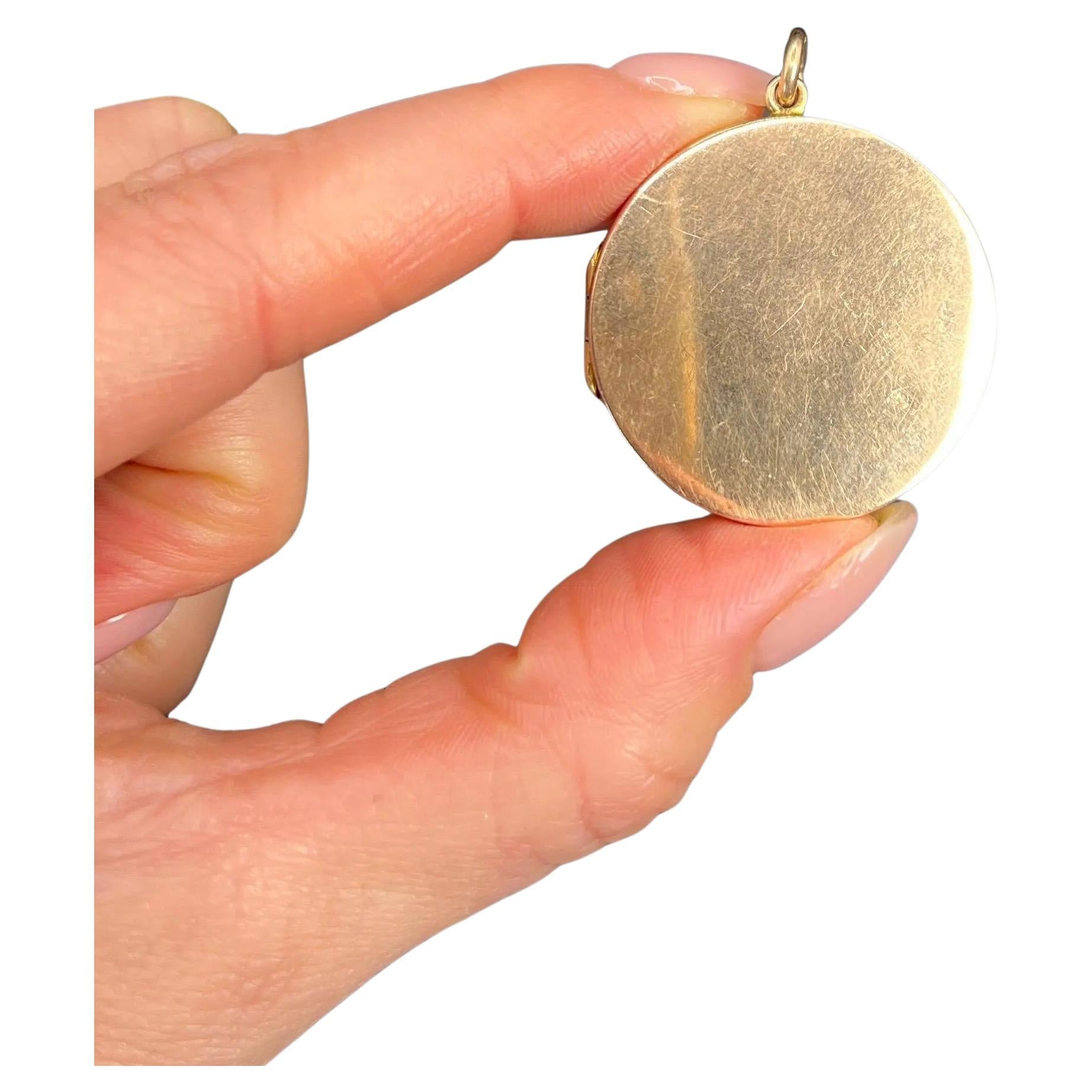 Antikes 9 Karat Roségold, edwardianisches großes rundes edwardianisches Medaillon, gestempelt Birmingham 1908
