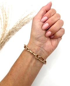 Antique 9ct Rose Gold, Edwardian Long Open Curb Link Bracelet with Swivel Clasp