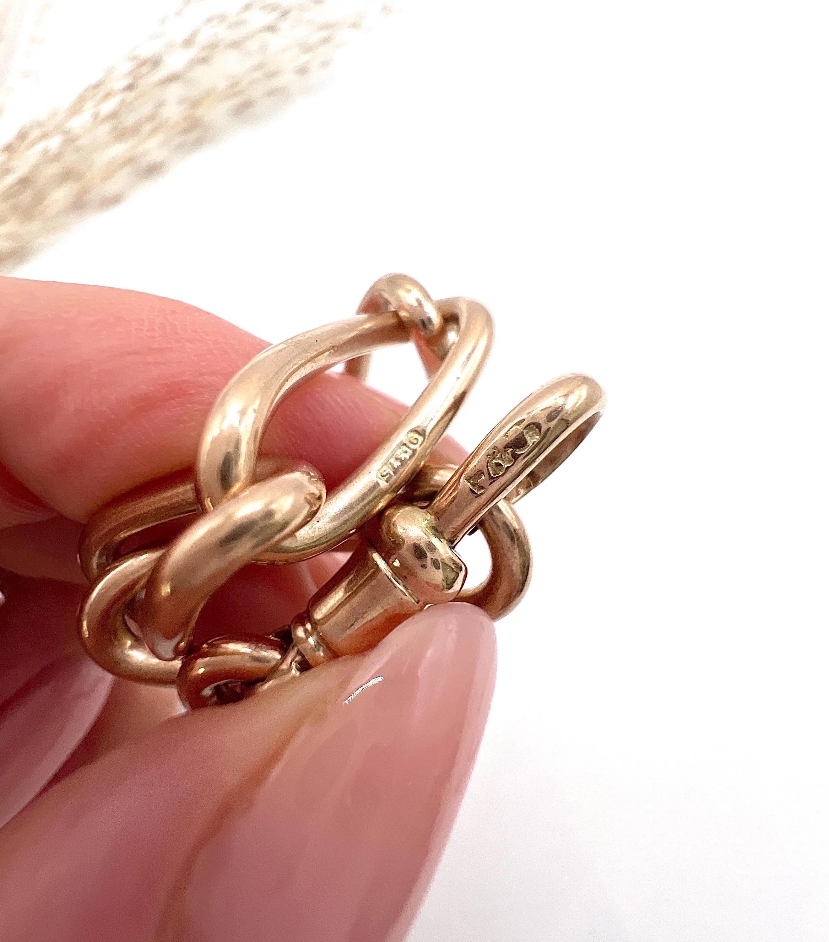 Edoardiano Antico bracciale in oro rosa 9ct, edoardiano, a maglie aperte e lunghe con chiusura a girello in vendita