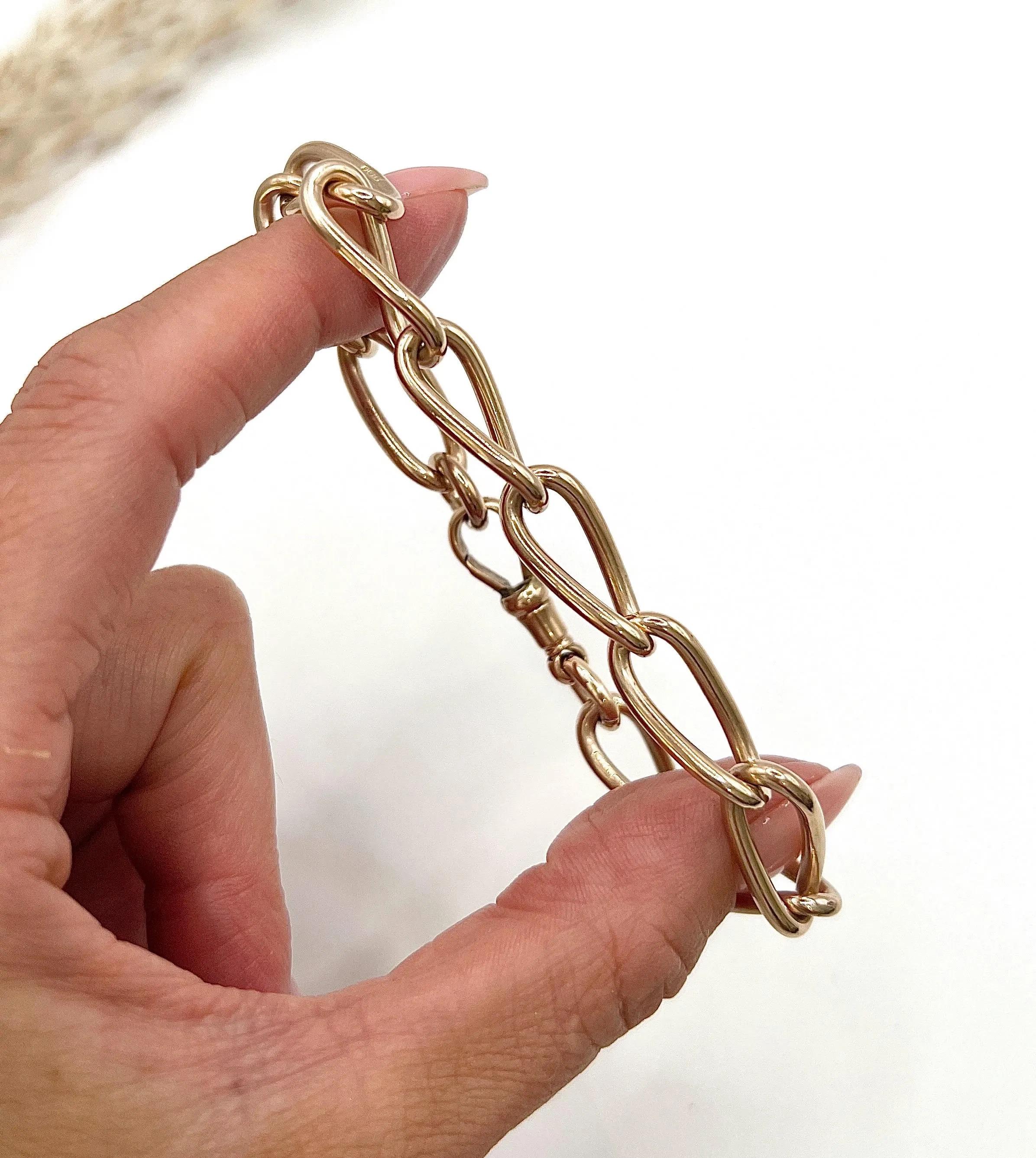 Antico bracciale in oro rosa 9ct, edoardiano, a maglie aperte e lunghe con chiusura a girello in vendita 3