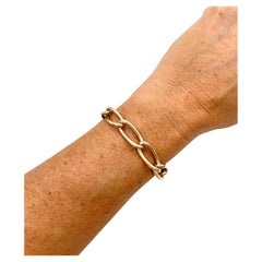 Antique 9ct Rose Gold, Edwardian Long Open Curb Link Bracelet with Swivel Clasp