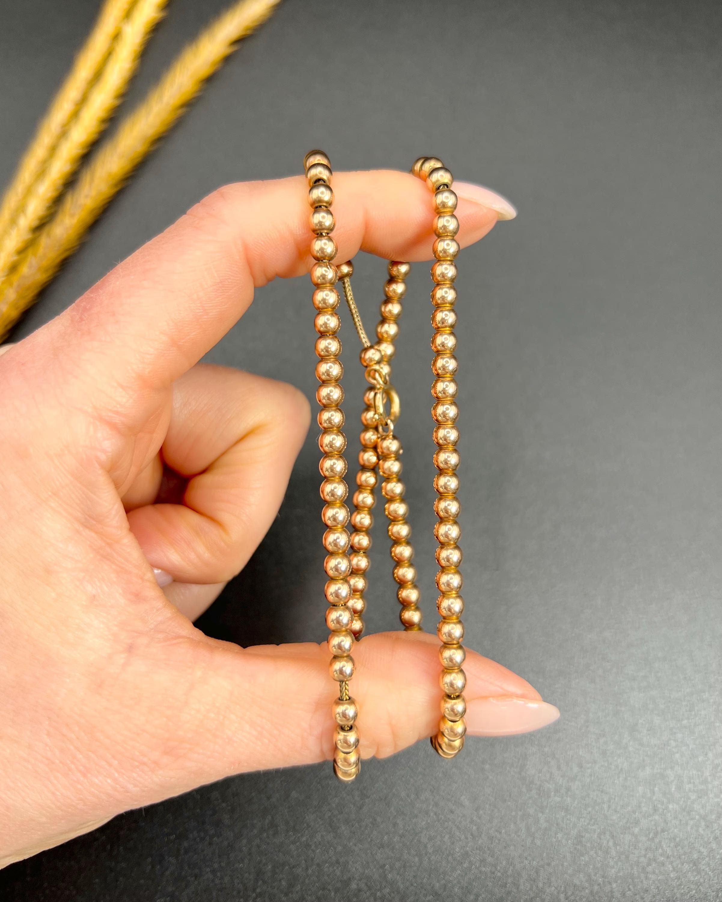 Antike 9 Karat Roségold, edwardianische Marseille Gold-Kugelhalskette für Damen oder Herren im Angebot