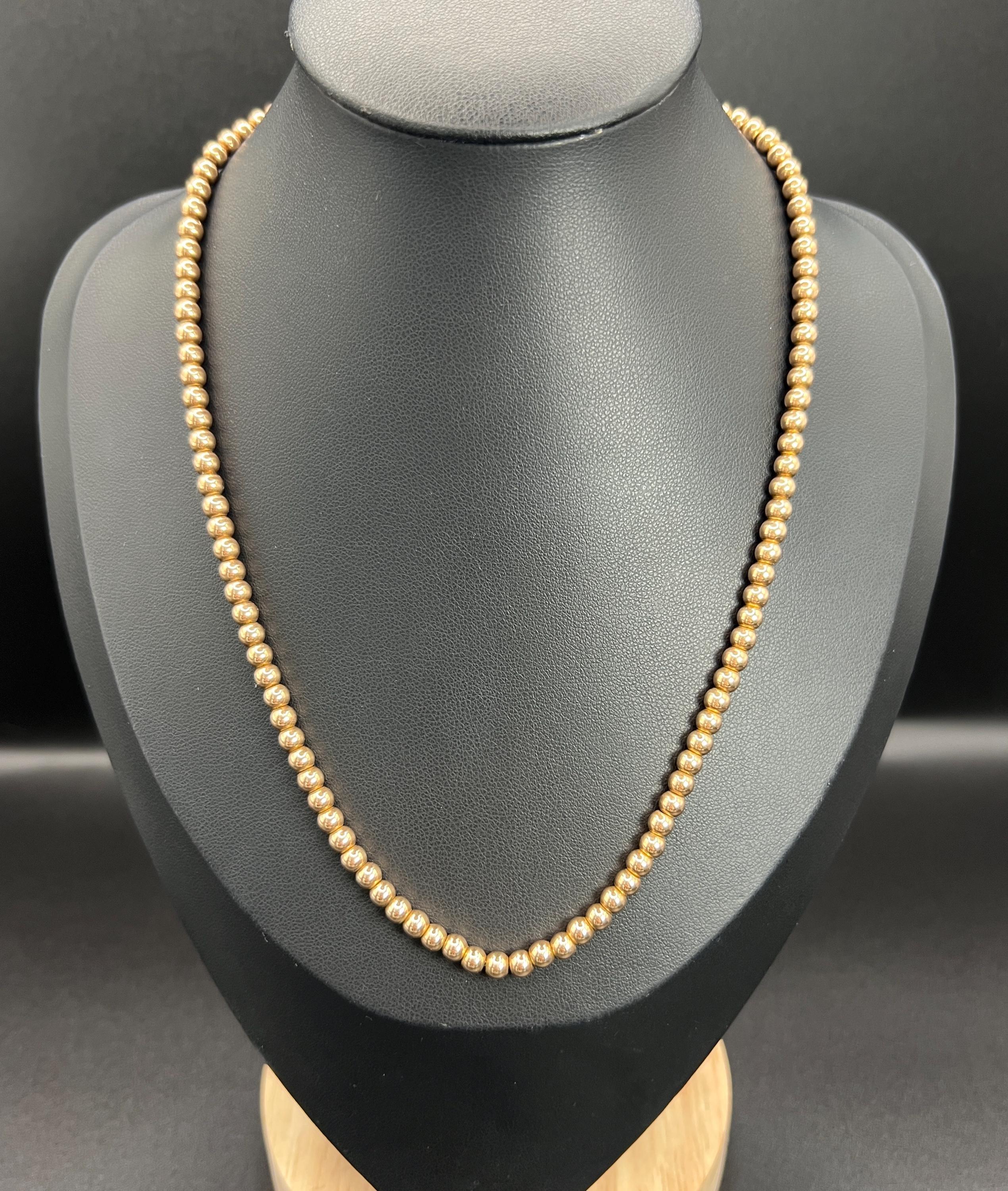 Antike 9 Karat Roségold, edwardianische Marseille Gold-Kugelhalskette im Angebot 2