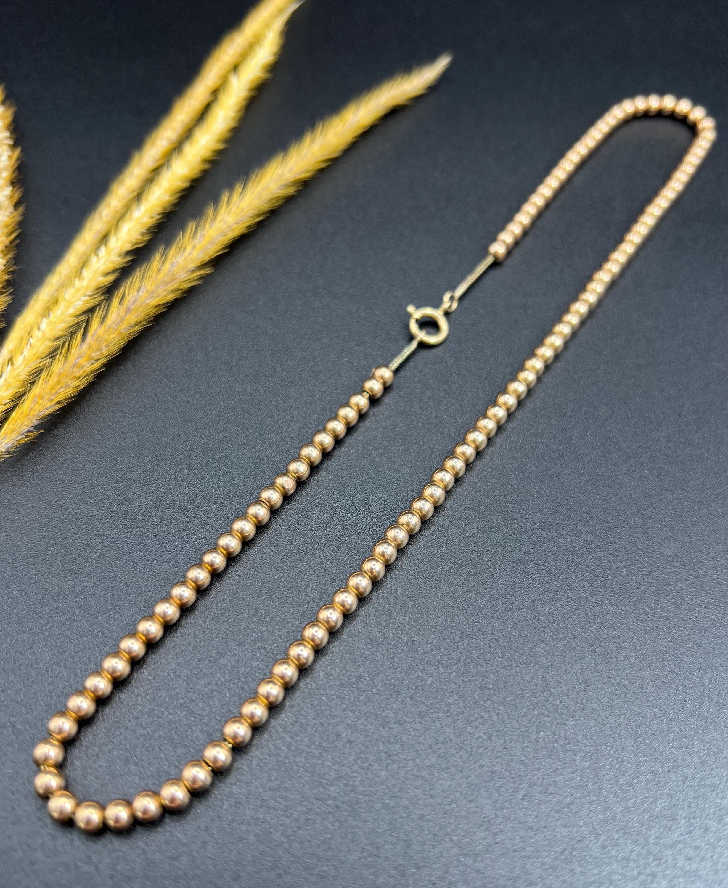 Antike 9 Karat Roségold, edwardianische Marseille Gold-Kugelhalskette im Angebot 3