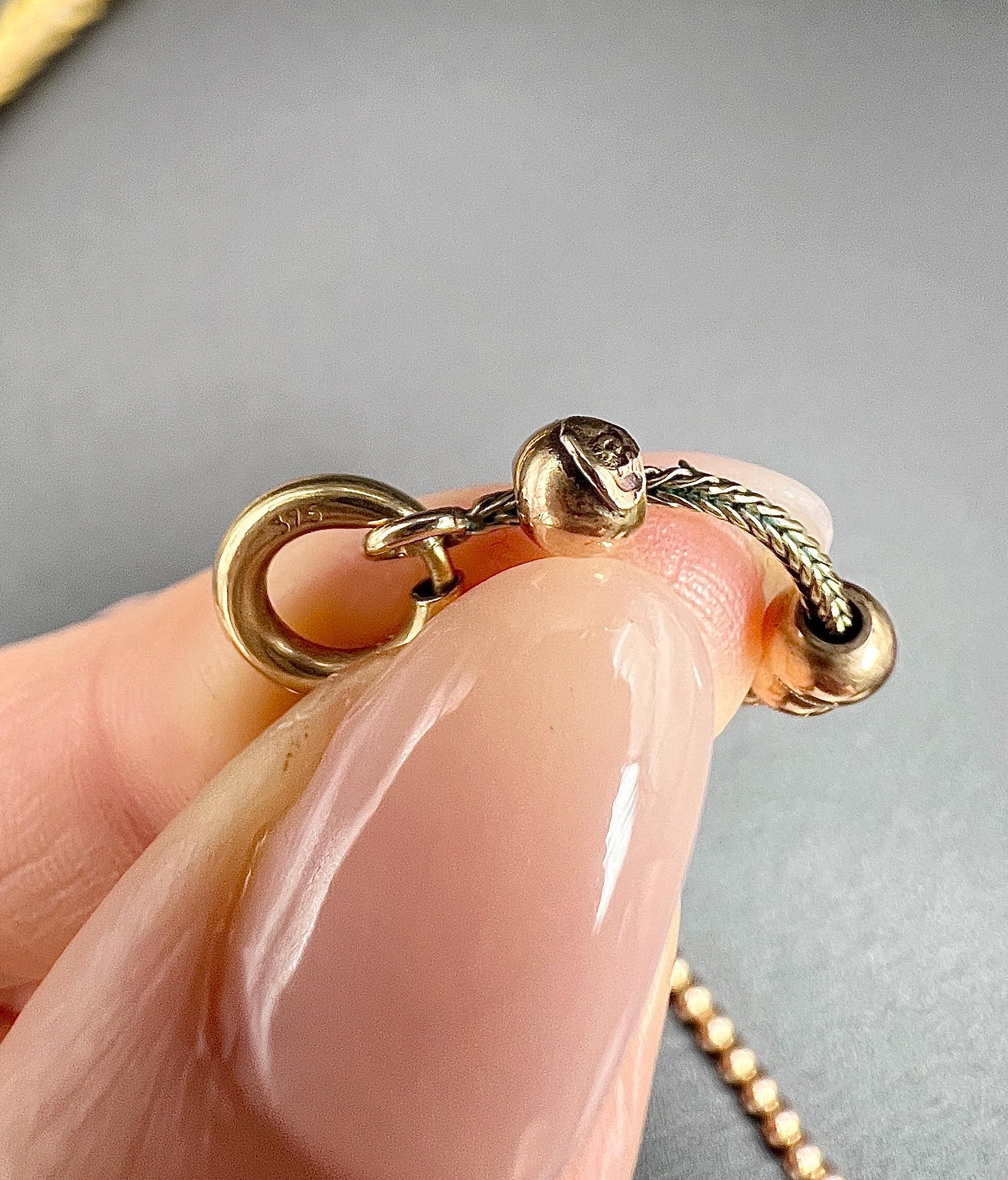 Antike 9 Karat Roségold, edwardianische Marseille Gold-Kugelhalskette im Angebot 4