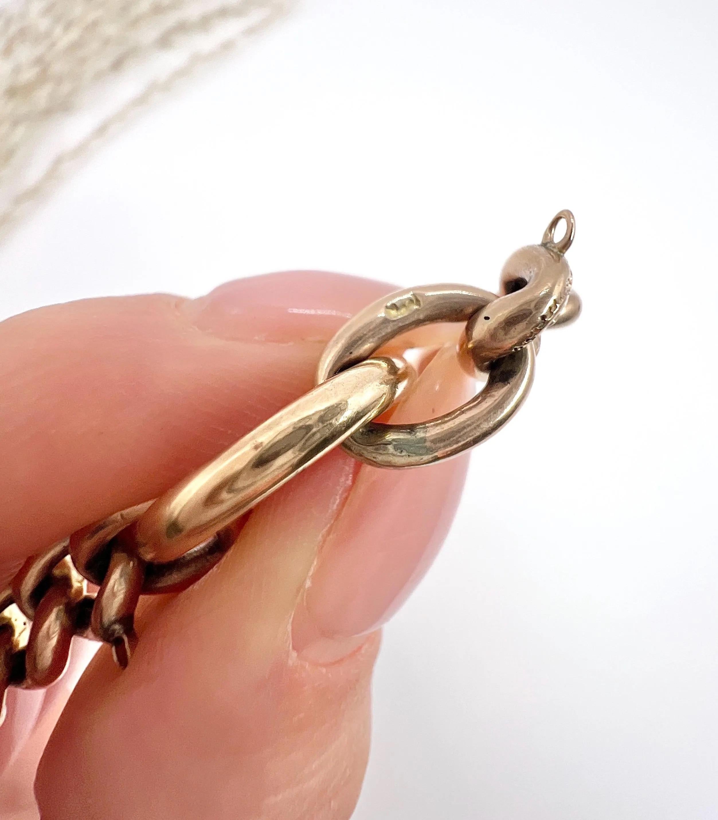 Antique 9ct Rose Gold, Edwardian Night & Day, Floral Patterned Curb Bracelet For Sale 4
