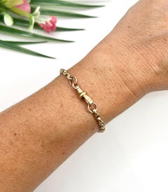 Antique 9ct Rose Gold, Edwardian Oval Faceted Belcher Bracelet with Swivel Clasp