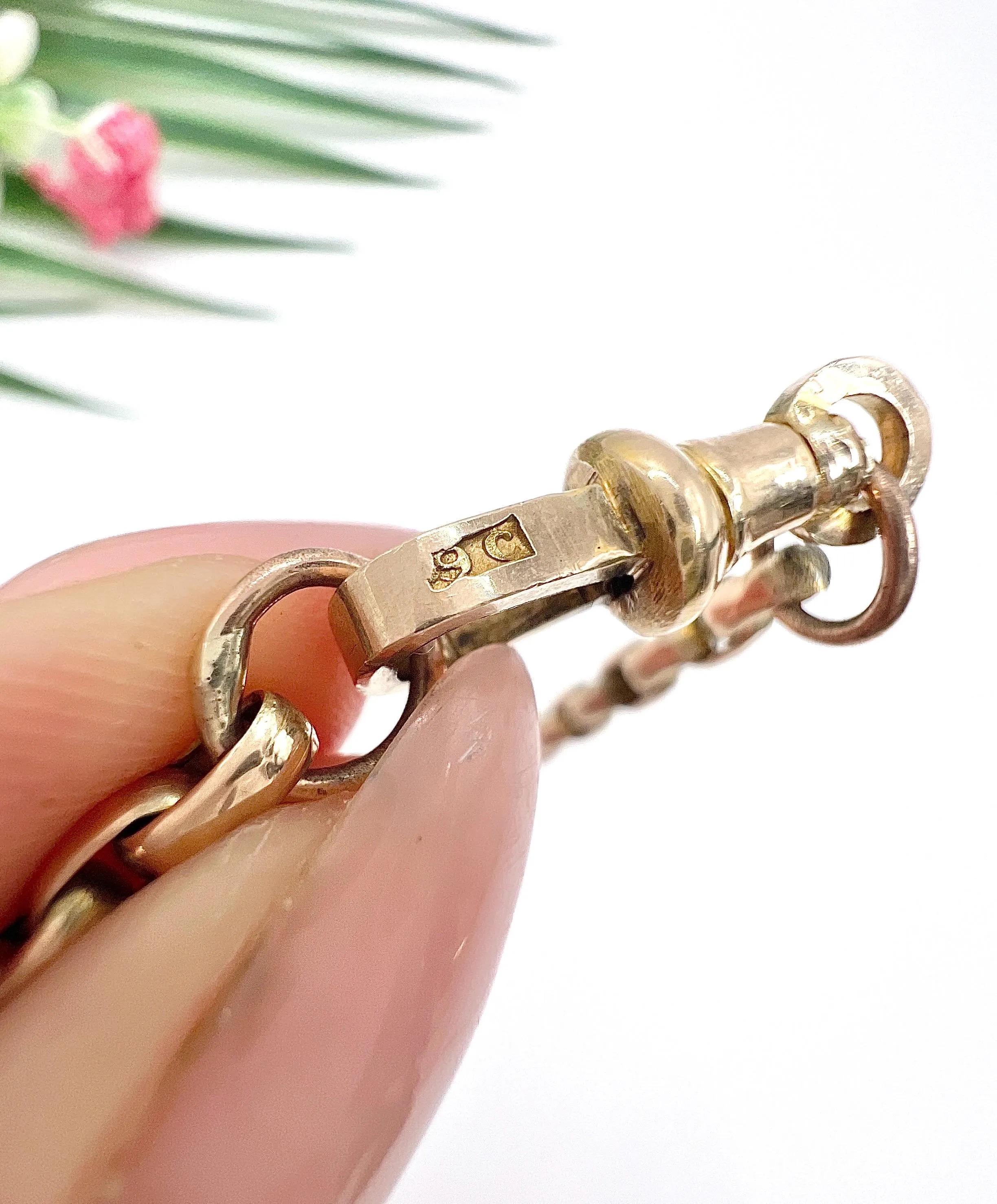 Antico bracciale Belcher ovale sfaccettato in oro rosa 9ct, edoardiano, con chiusura a girello in vendita 1