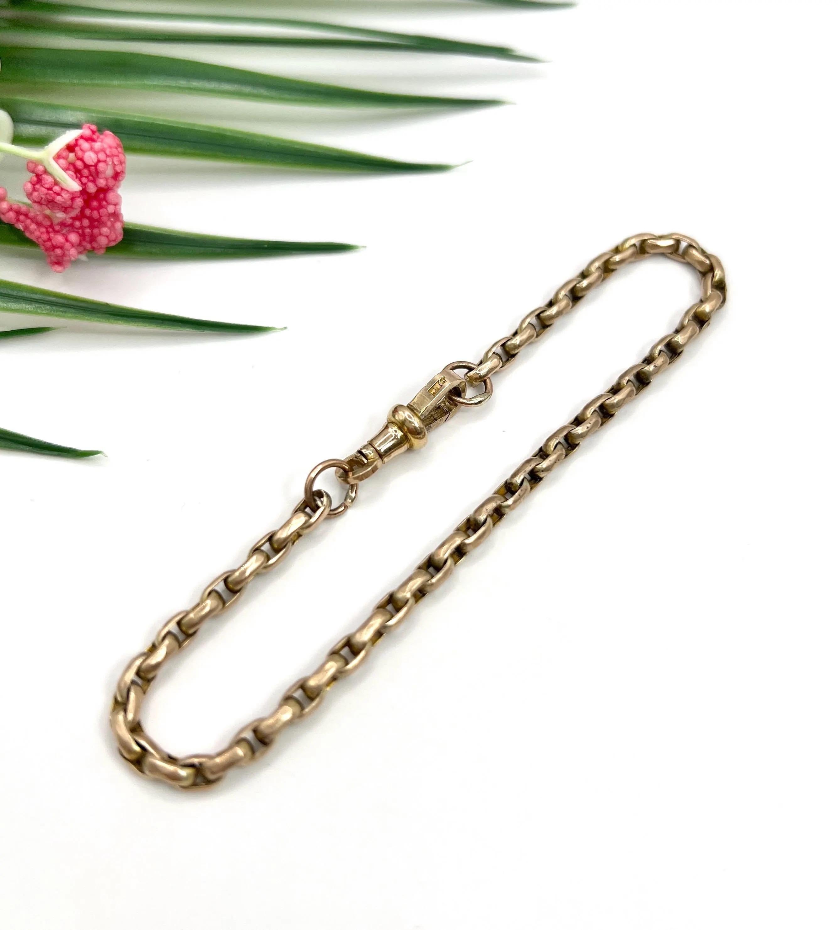 Antico bracciale Belcher ovale sfaccettato in oro rosa 9ct, edoardiano, con chiusura a girello in vendita 4