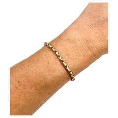 Antique 9ct Rose Gold, Edwardian Oval Faceted Belcher Bracelet with Swivel Clasp