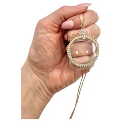 Antiguo colgante de oro rosa de 9 ct, medallón eduardiano de perlas de cristal