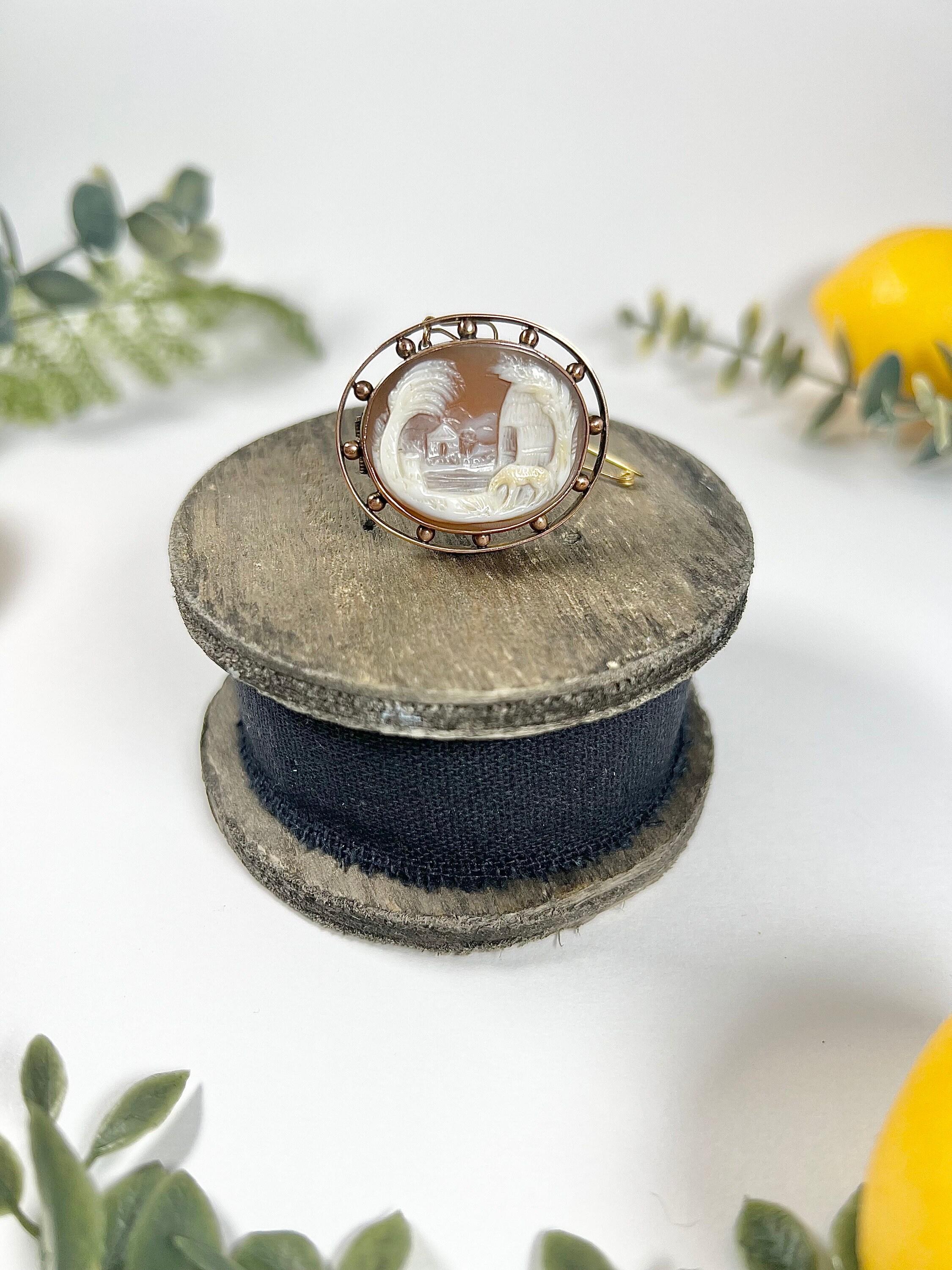 Antique 9ct Rose Gold Edwardian Shell Cameo Brooch For Sale 3