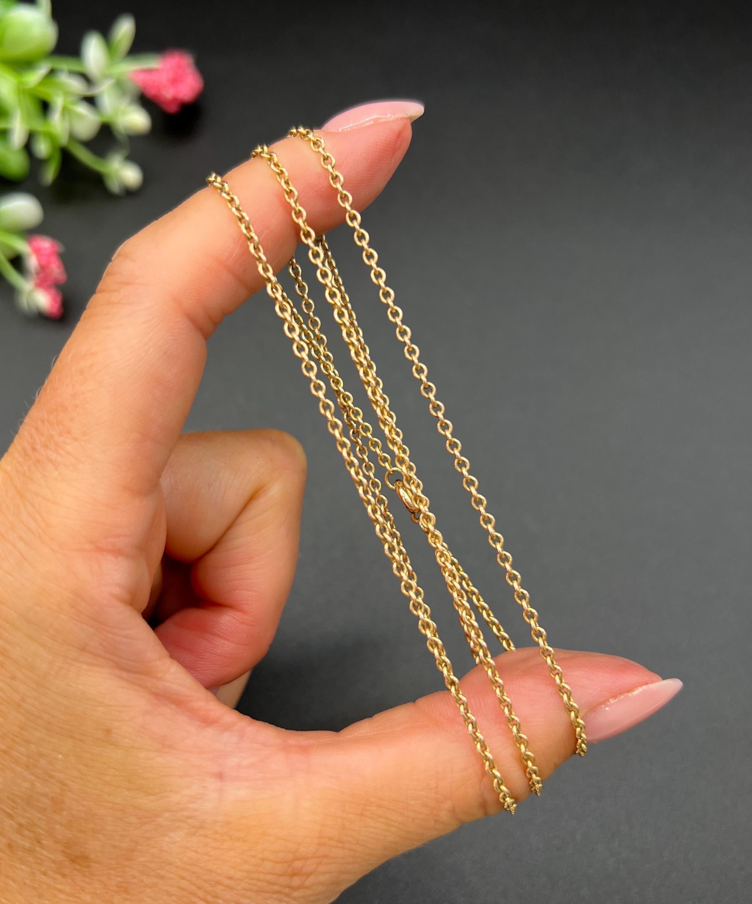 Edoardiano Antica catena a maglie in oro rosa 9ct Edwardian Trace da 25 pollici in vendita