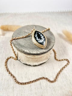 Antique 9ct Rose Gold & Enamel Victorian Marquise Shaped Locket