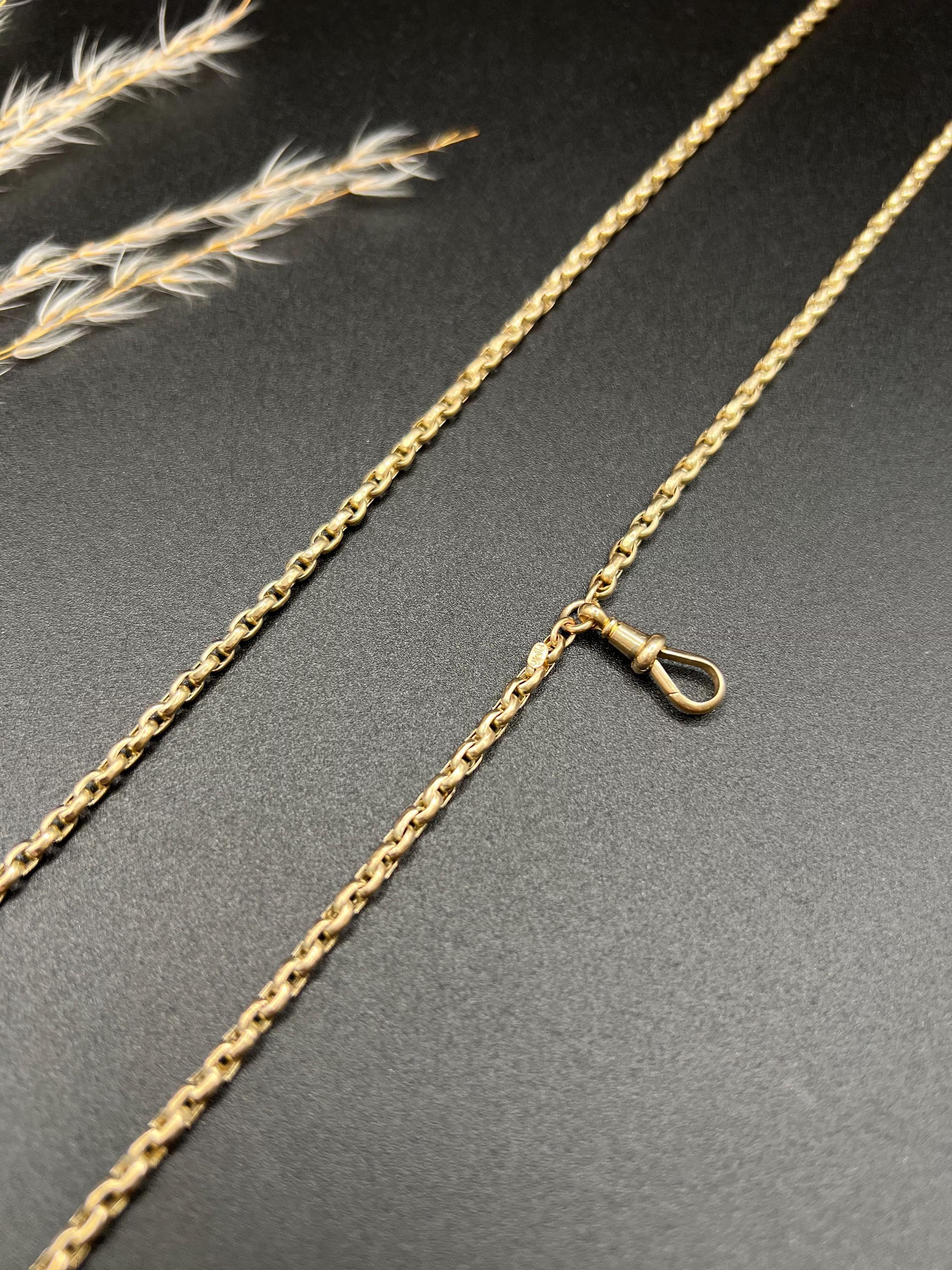 Chaîne Belcher ancienne en or rose 9ct à facettes : Clip pivotant édouardien, 29,5 pouces en vente 6