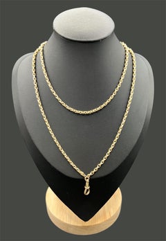 Antique 9ct Rose Gold Faceted Belcher Chain: Edwardian Swivel Clip, 29.5 Inch