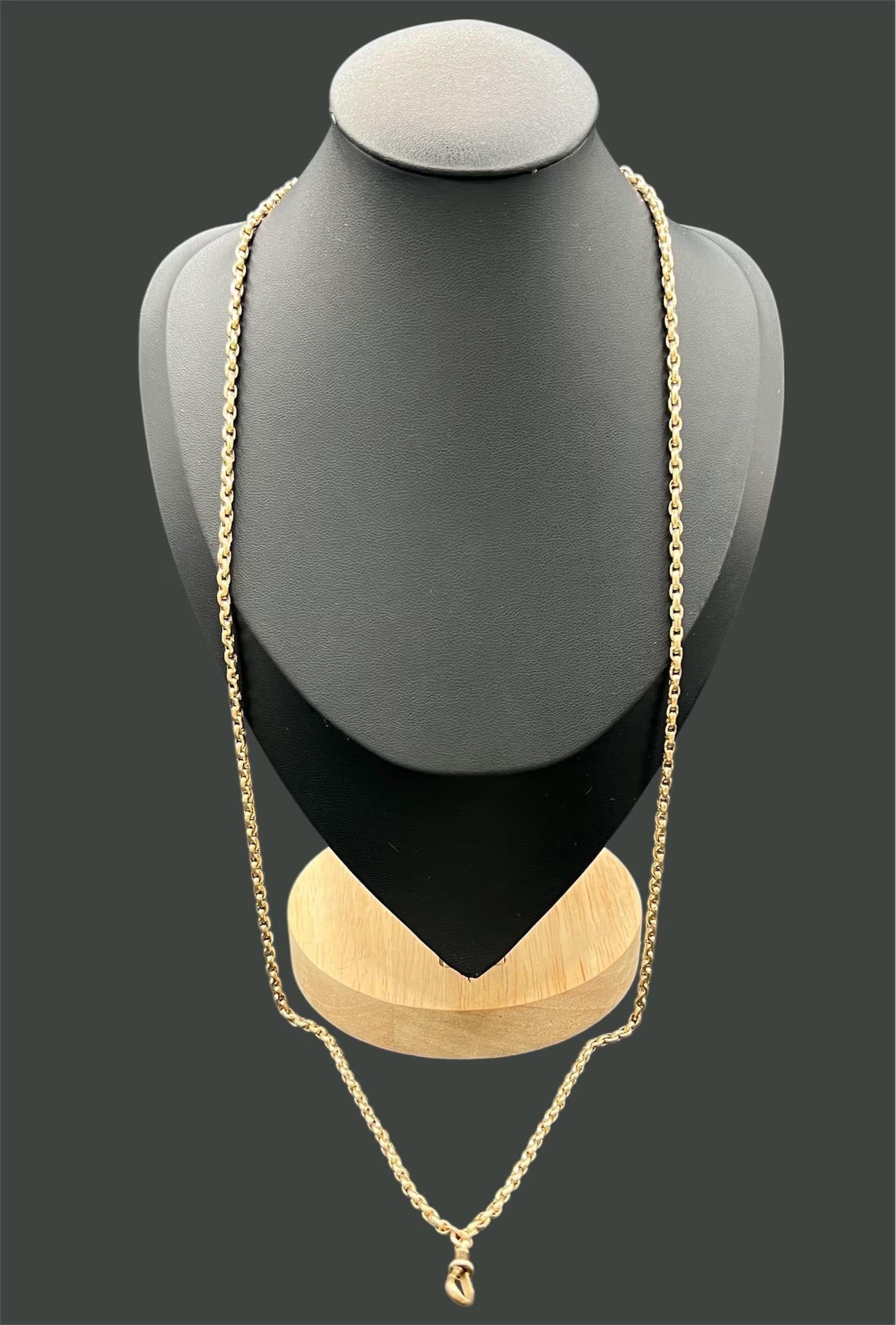 Édouardien Chaîne Belcher ancienne en or rose 9ct à facettes : Clip pivotant édouardien, 29,5 pouces en vente