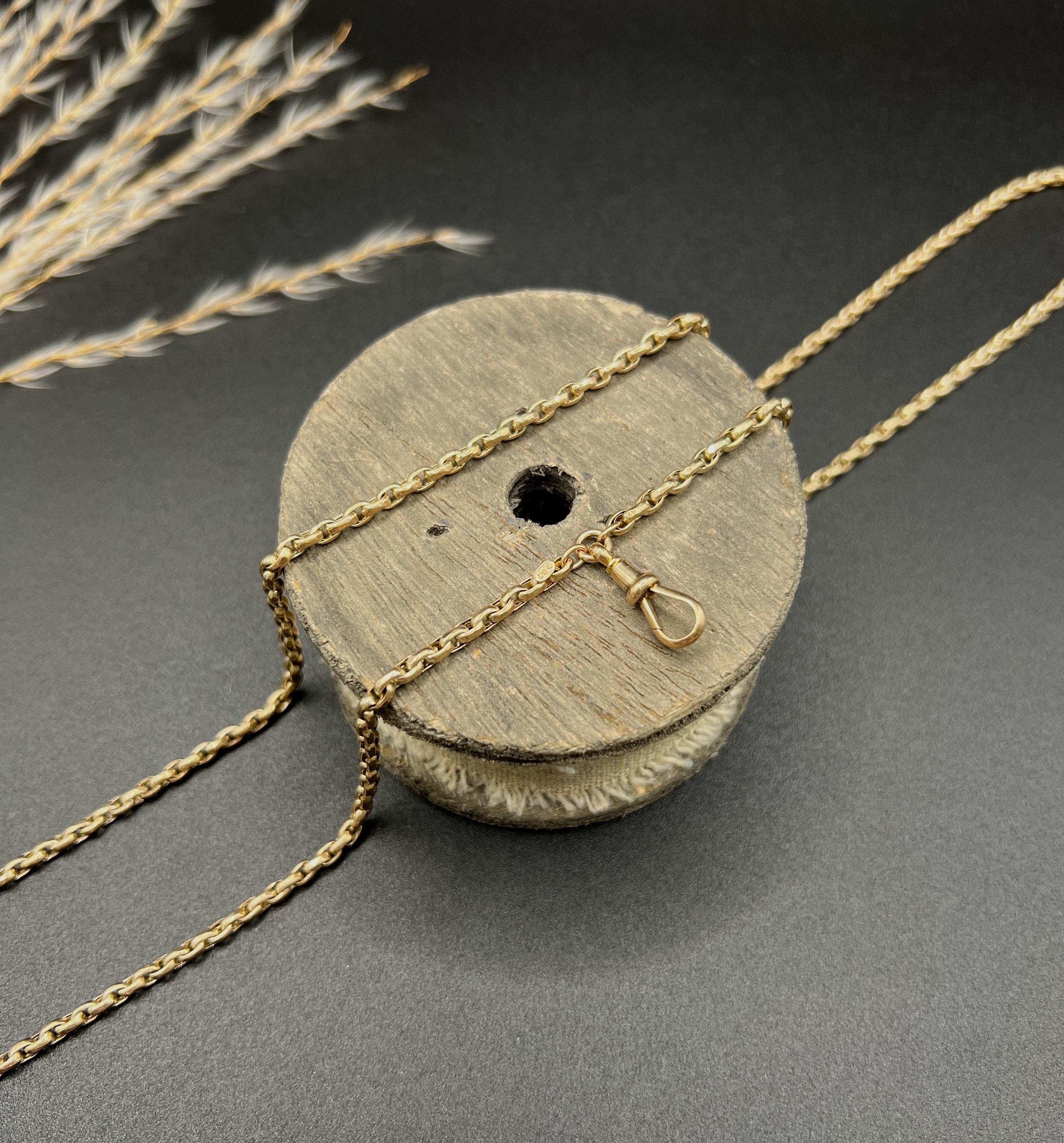 Chaîne Belcher ancienne en or rose 9ct à facettes : Clip pivotant édouardien, 29,5 pouces Bon état - En vente à Brighton, GB