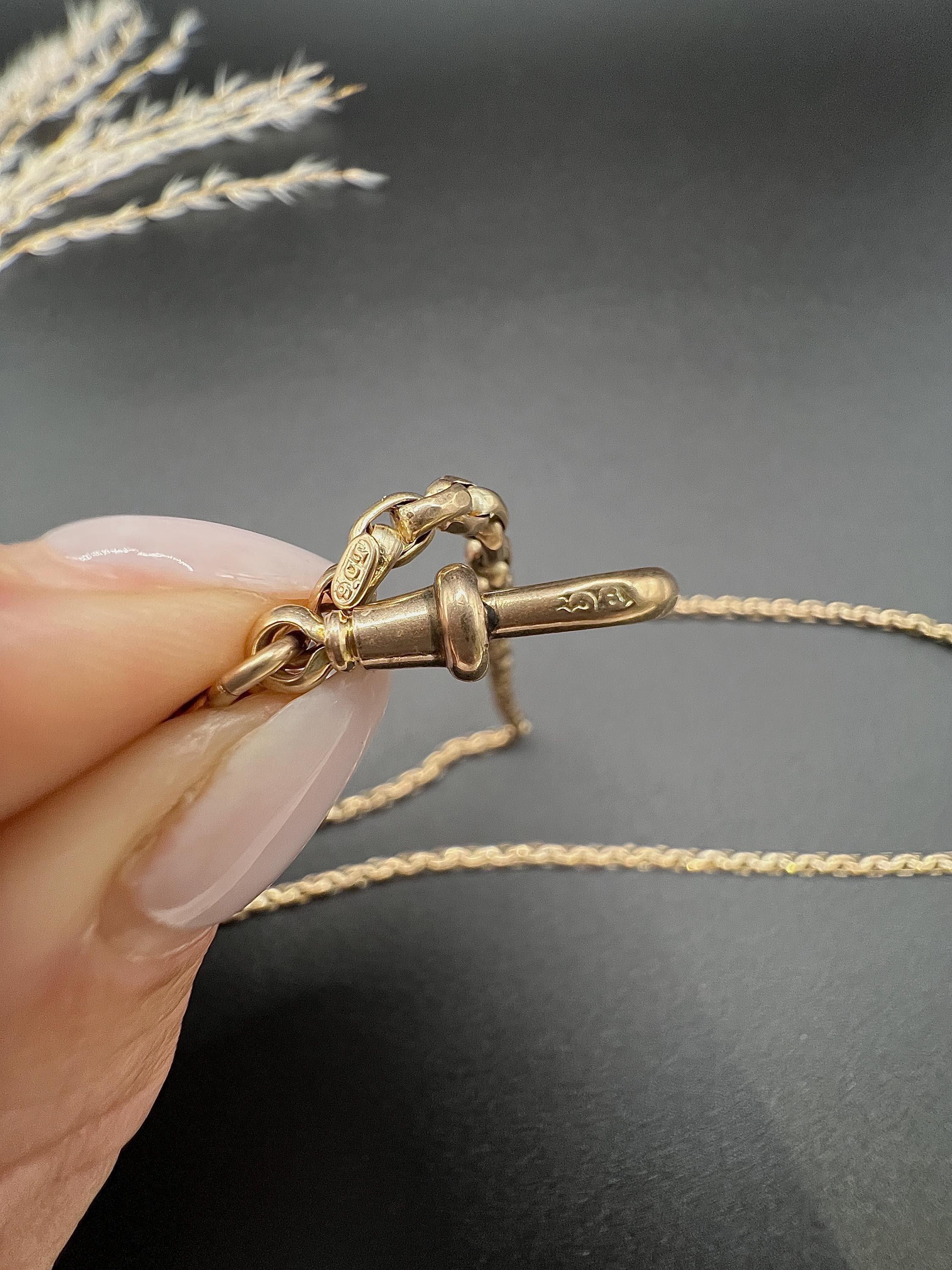 Chaîne Belcher ancienne en or rose 9ct à facettes : Clip pivotant édouardien, 29,5 pouces Unisexe en vente