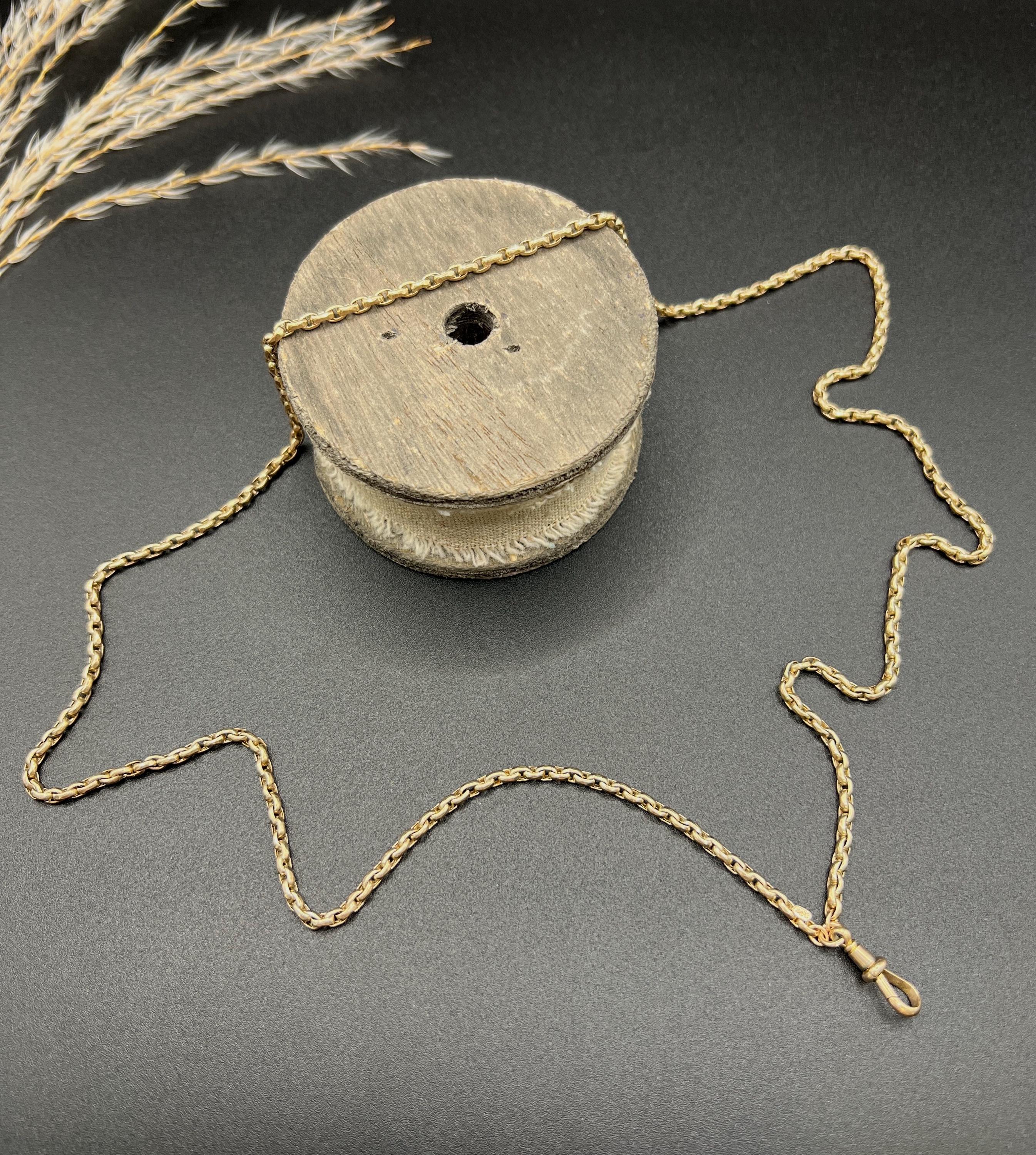 Chaîne Belcher ancienne en or rose 9ct à facettes : Clip pivotant édouardien, 29,5 pouces en vente 1