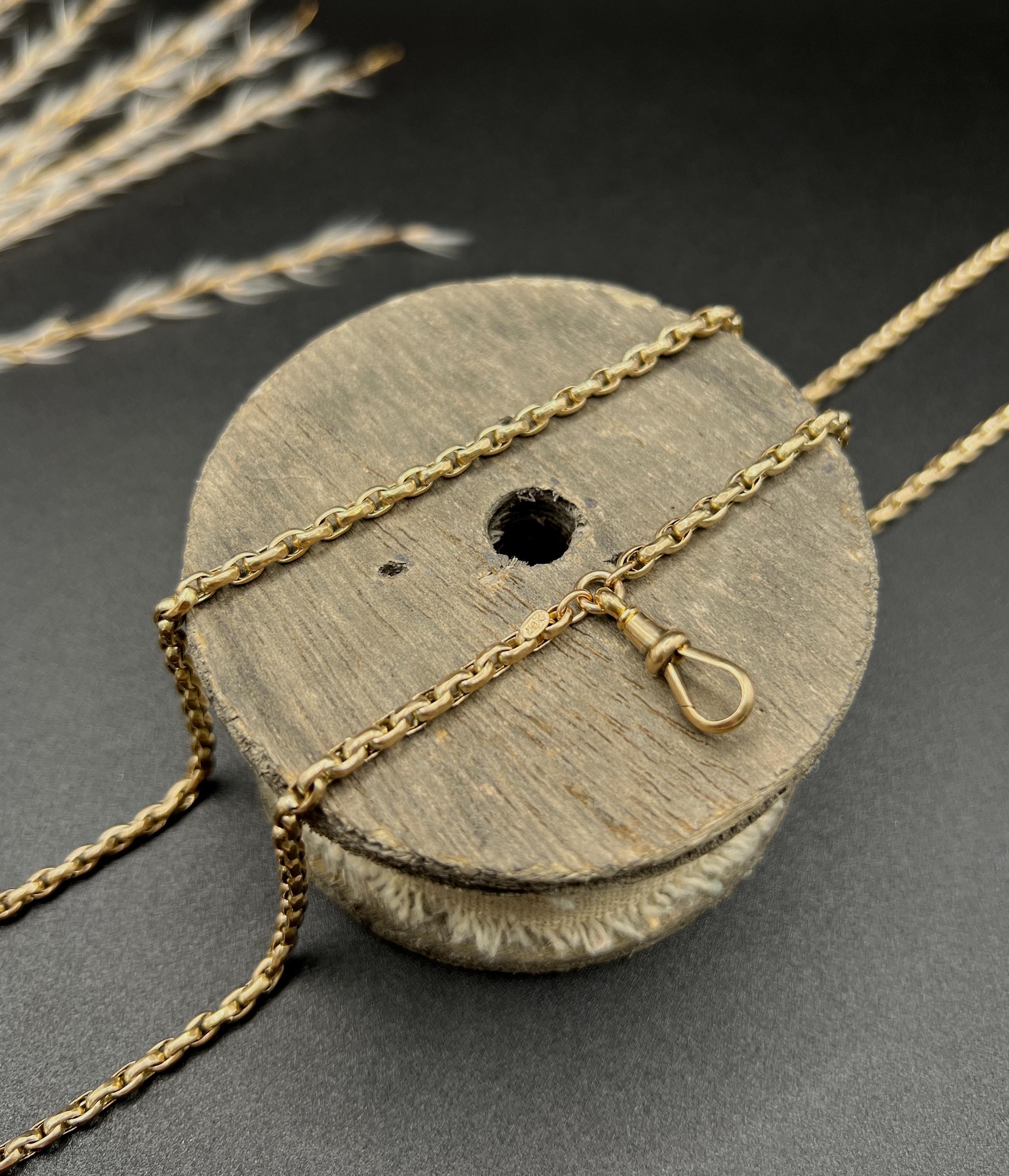 Chaîne Belcher ancienne en or rose 9ct à facettes : Clip pivotant édouardien, 29,5 pouces en vente 2