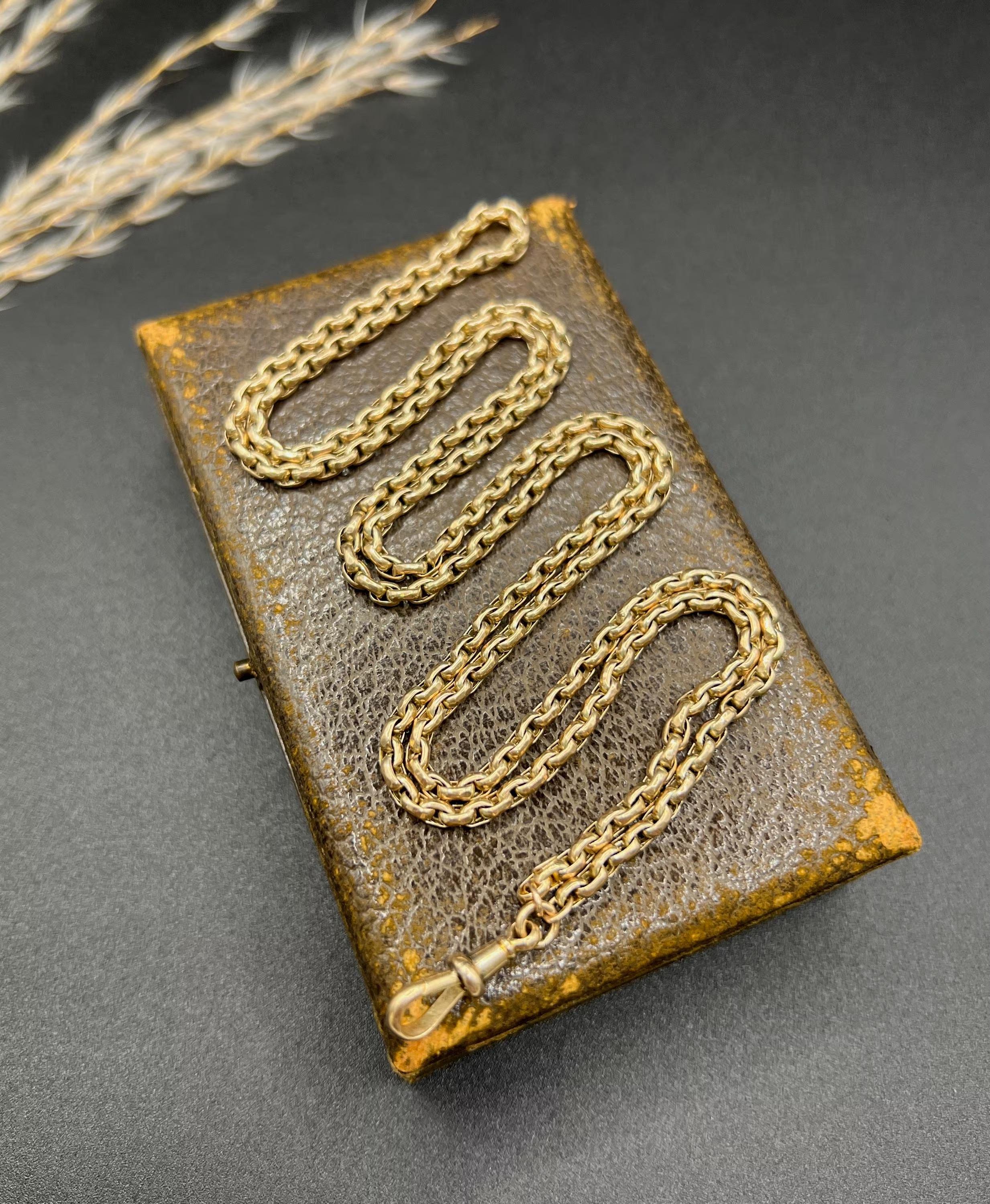 Chaîne Belcher ancienne en or rose 9ct à facettes : Clip pivotant édouardien, 29,5 pouces en vente 3